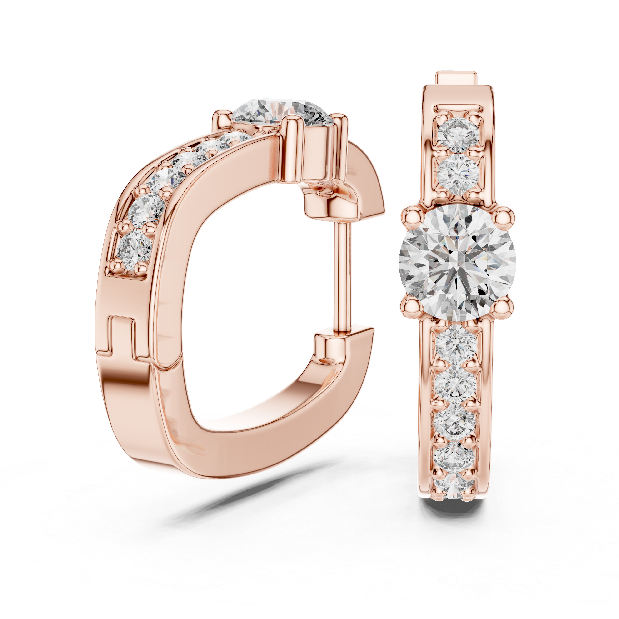 The Knokke Earrings – Round Solitaire Diamond Huggie Hoops