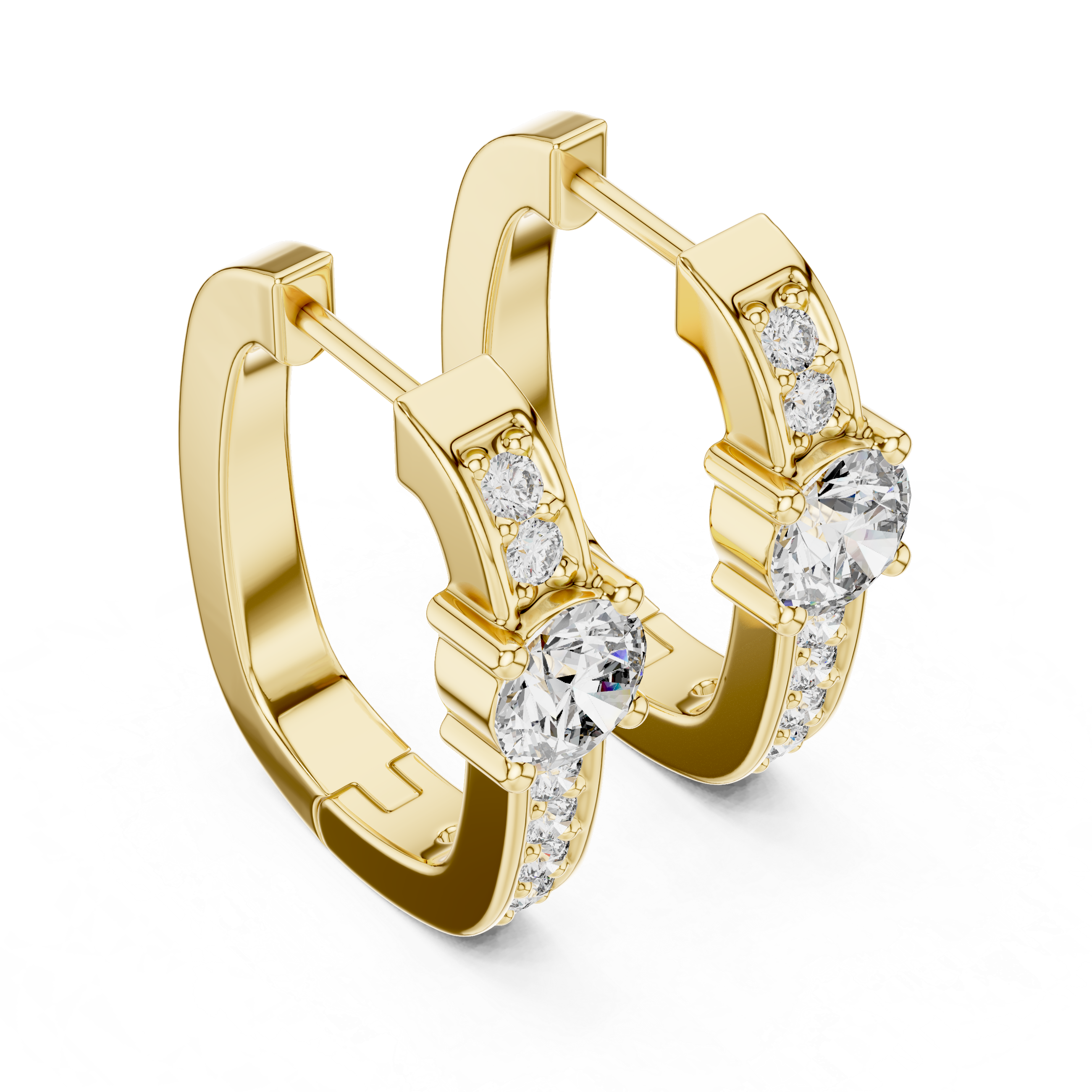 The Knokke Earrings – Round Solitaire Diamond Huggie Hoops