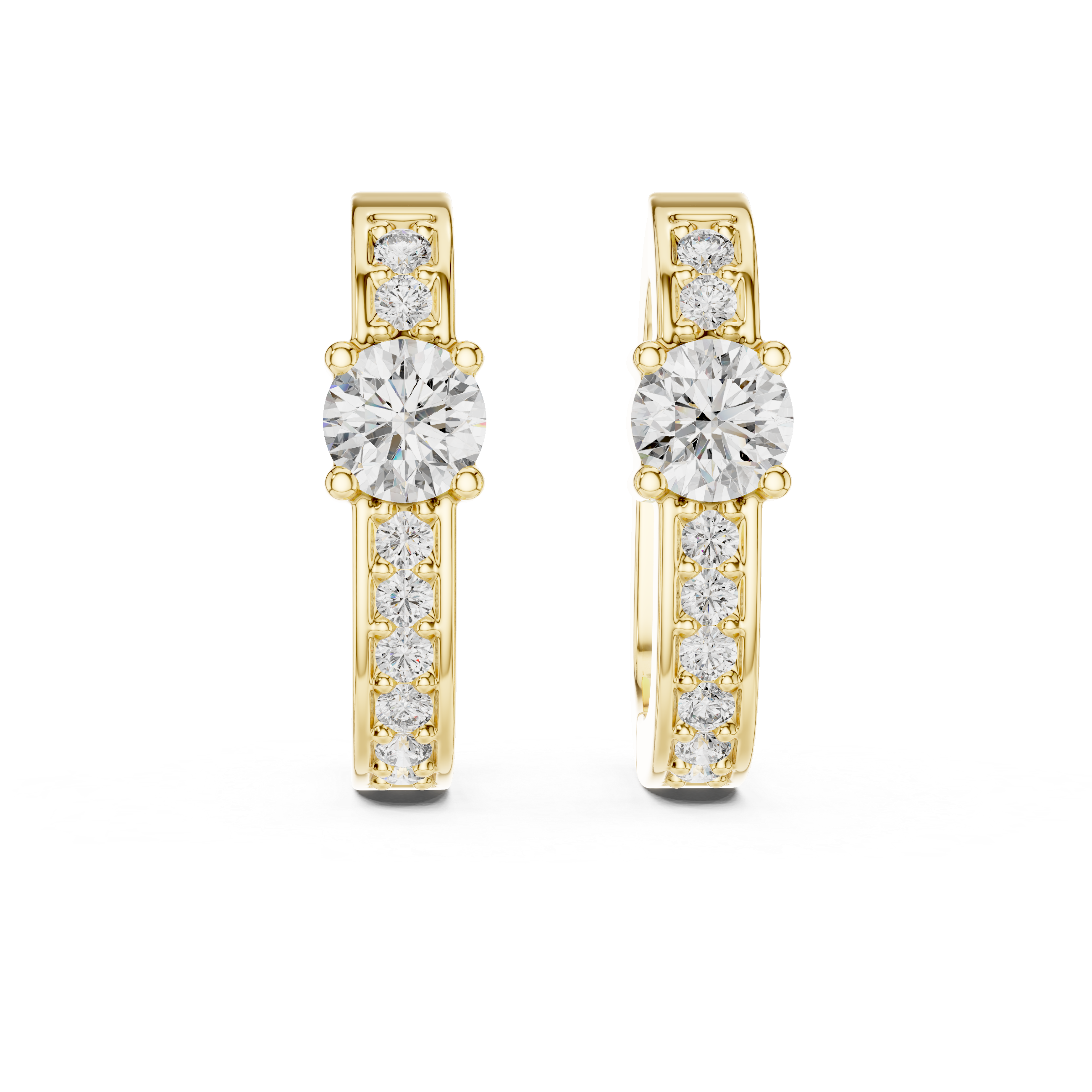 The Knokke Earrings – Round Solitaire Diamond Huggie Hoops