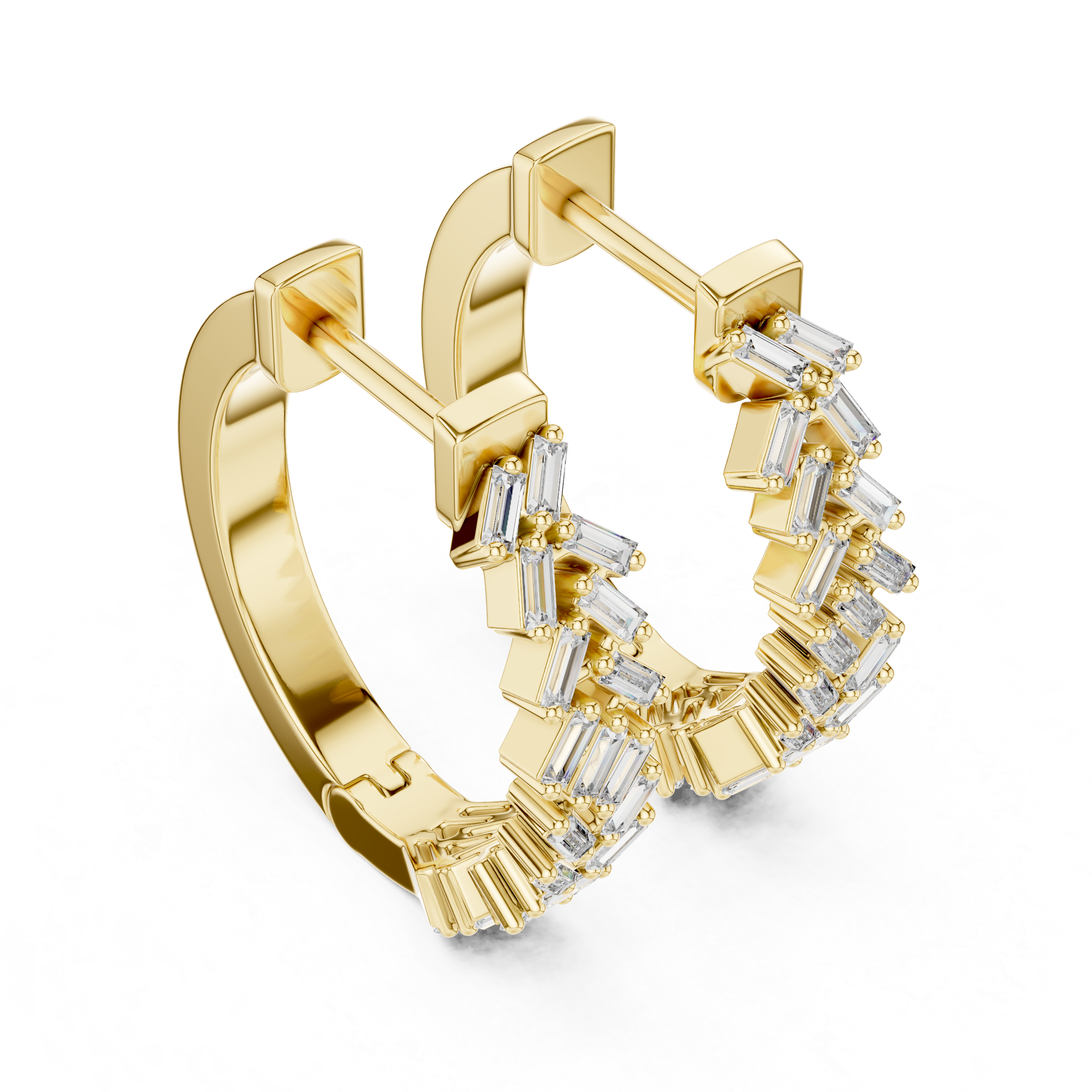 The San Francisco Earrings – Scattered Baguette Diamond Hoop Earrings