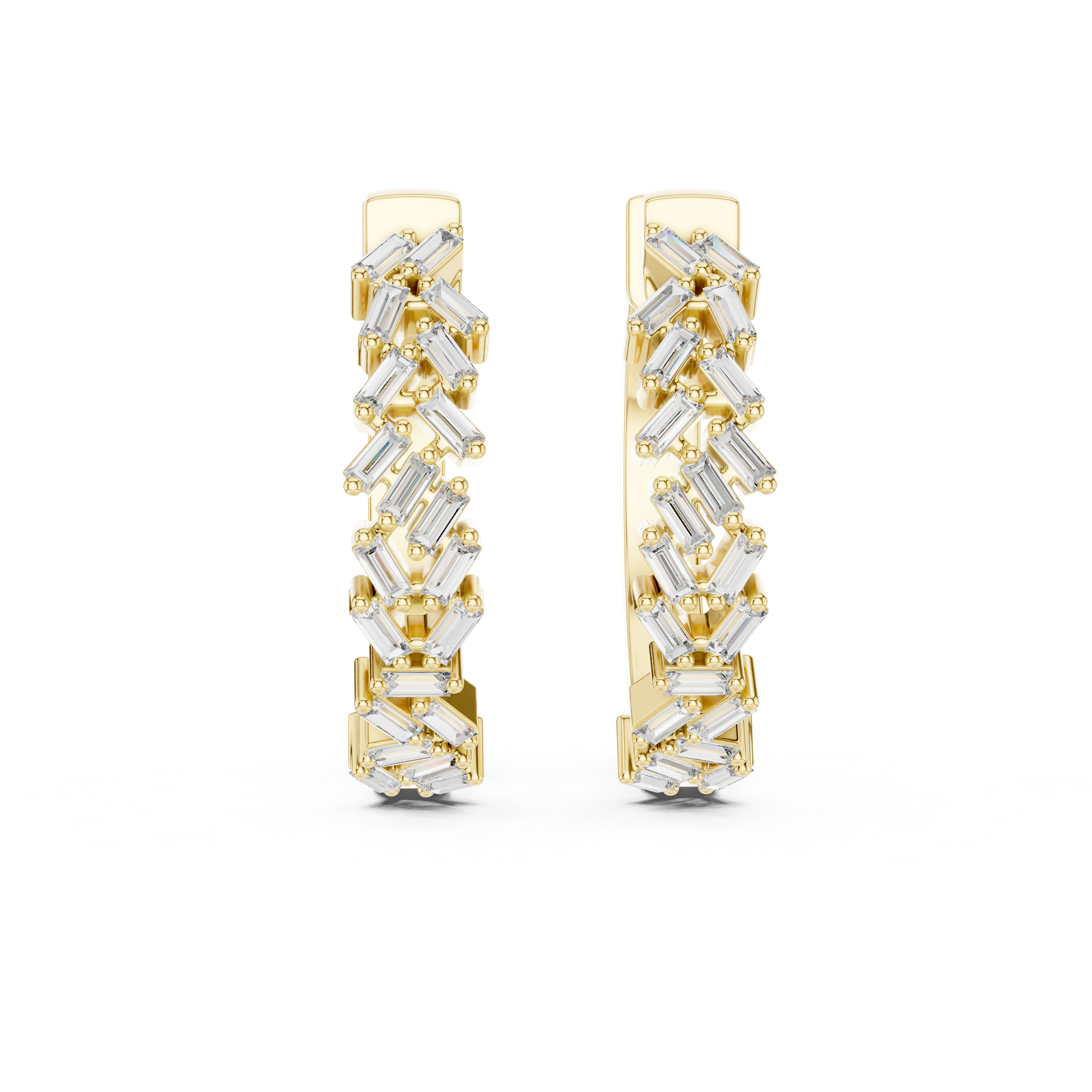 The San Francisco Earrings – Scattered Baguette Diamond Hoop Earrings