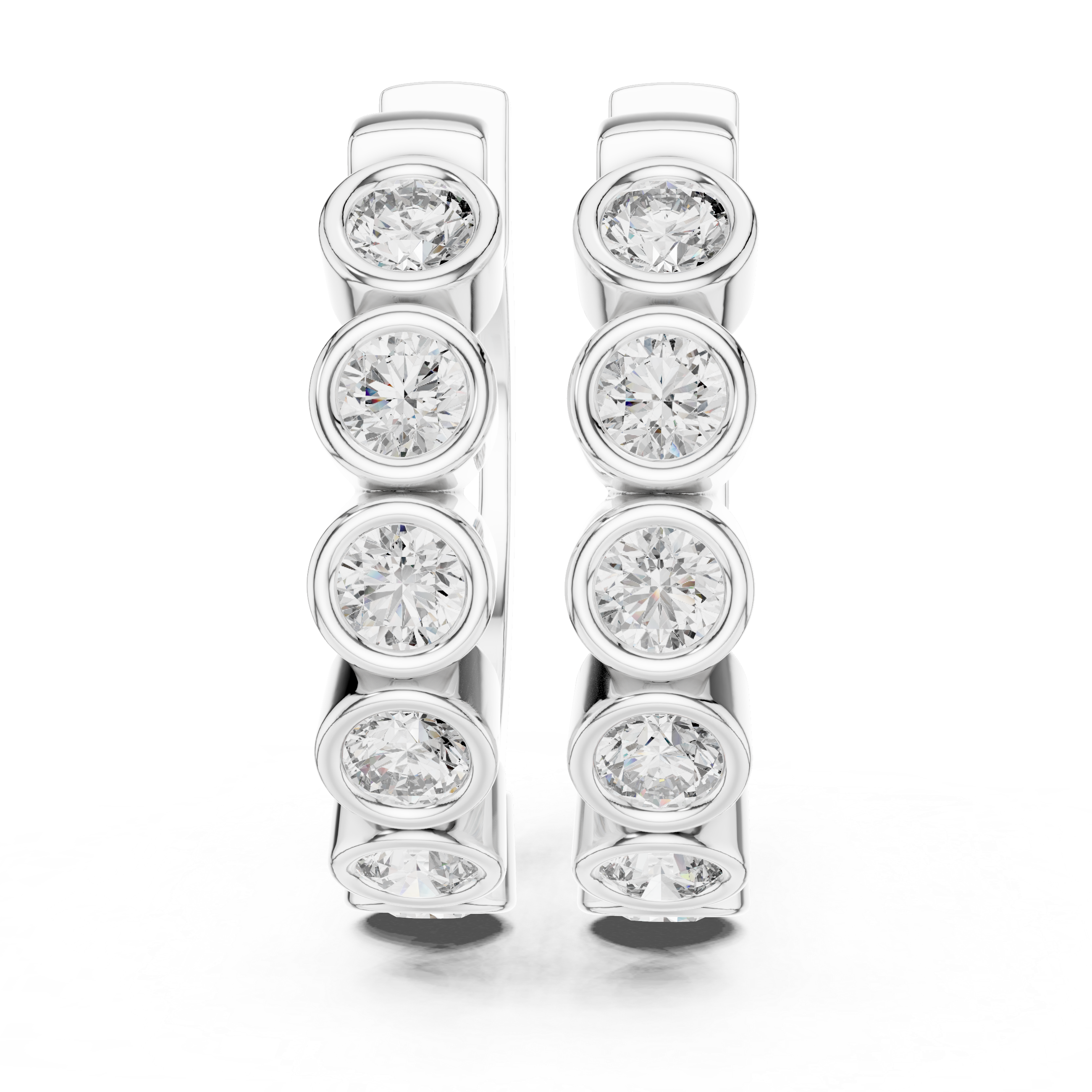 The Ambleside Earrings – Bezel-Set "Bubble" Diamond Huggie Hoops