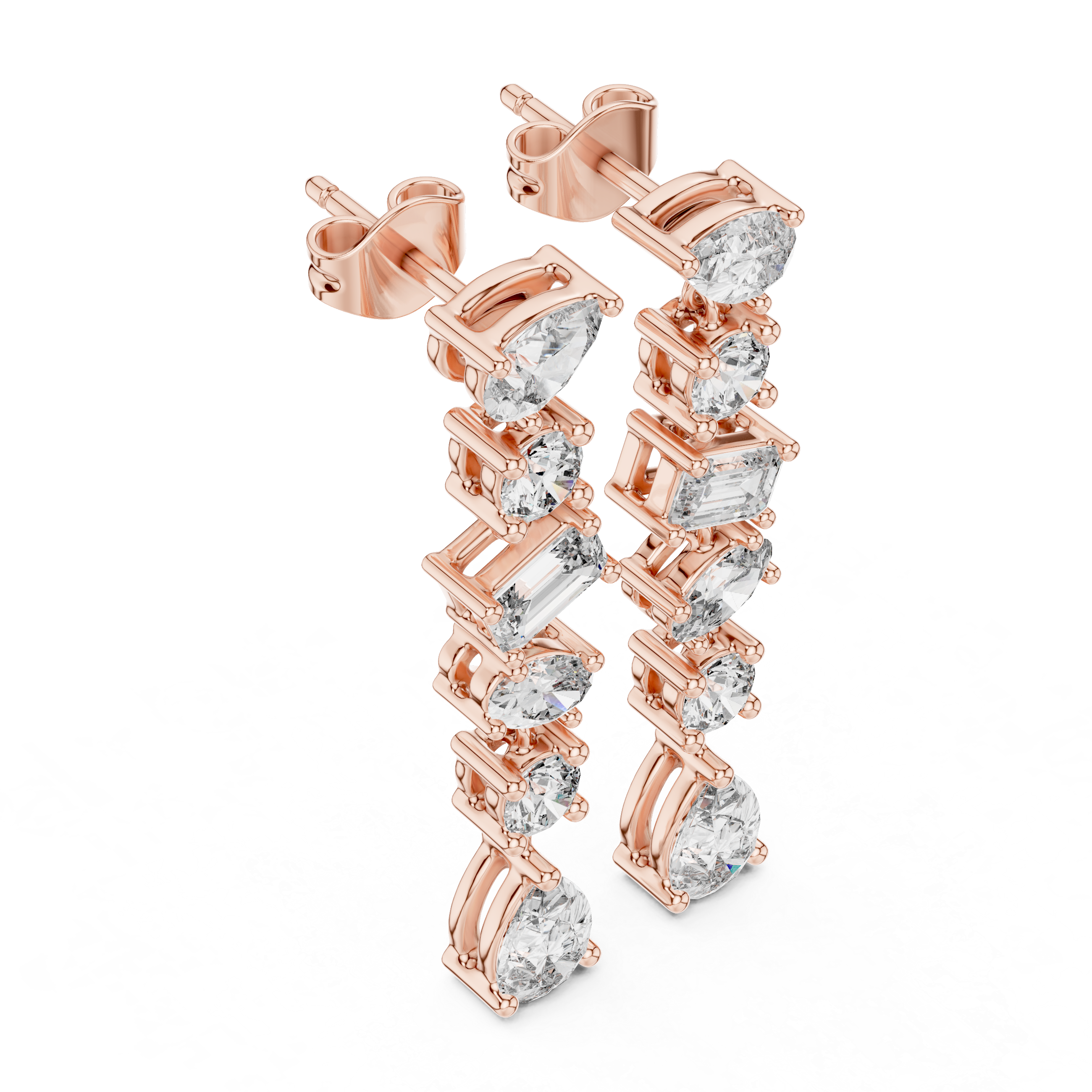 The Estepona Earrings – Mixed Shape Articulated Linear Drop Earrings