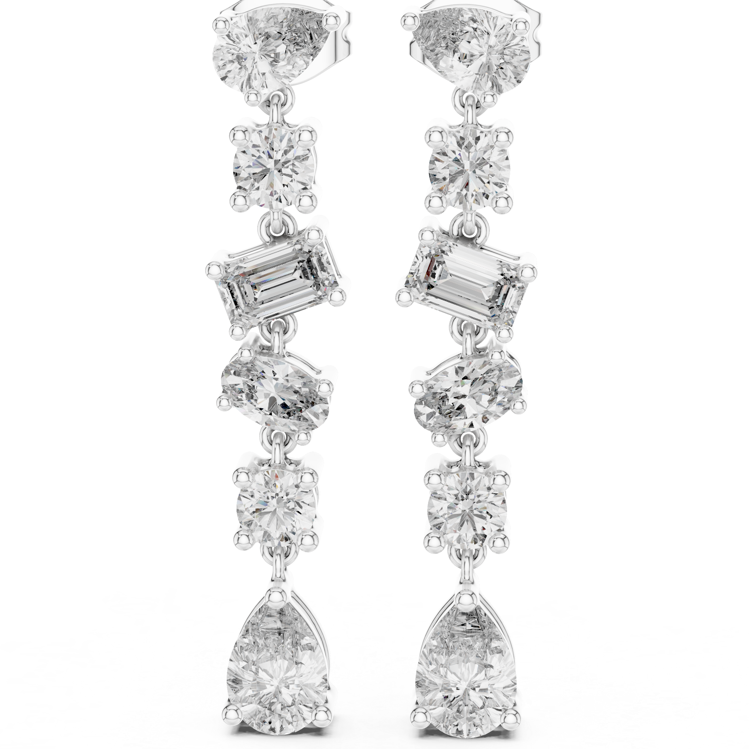 The Estepona Earrings – Mixed Shape Articulated Linear Drop Earrings