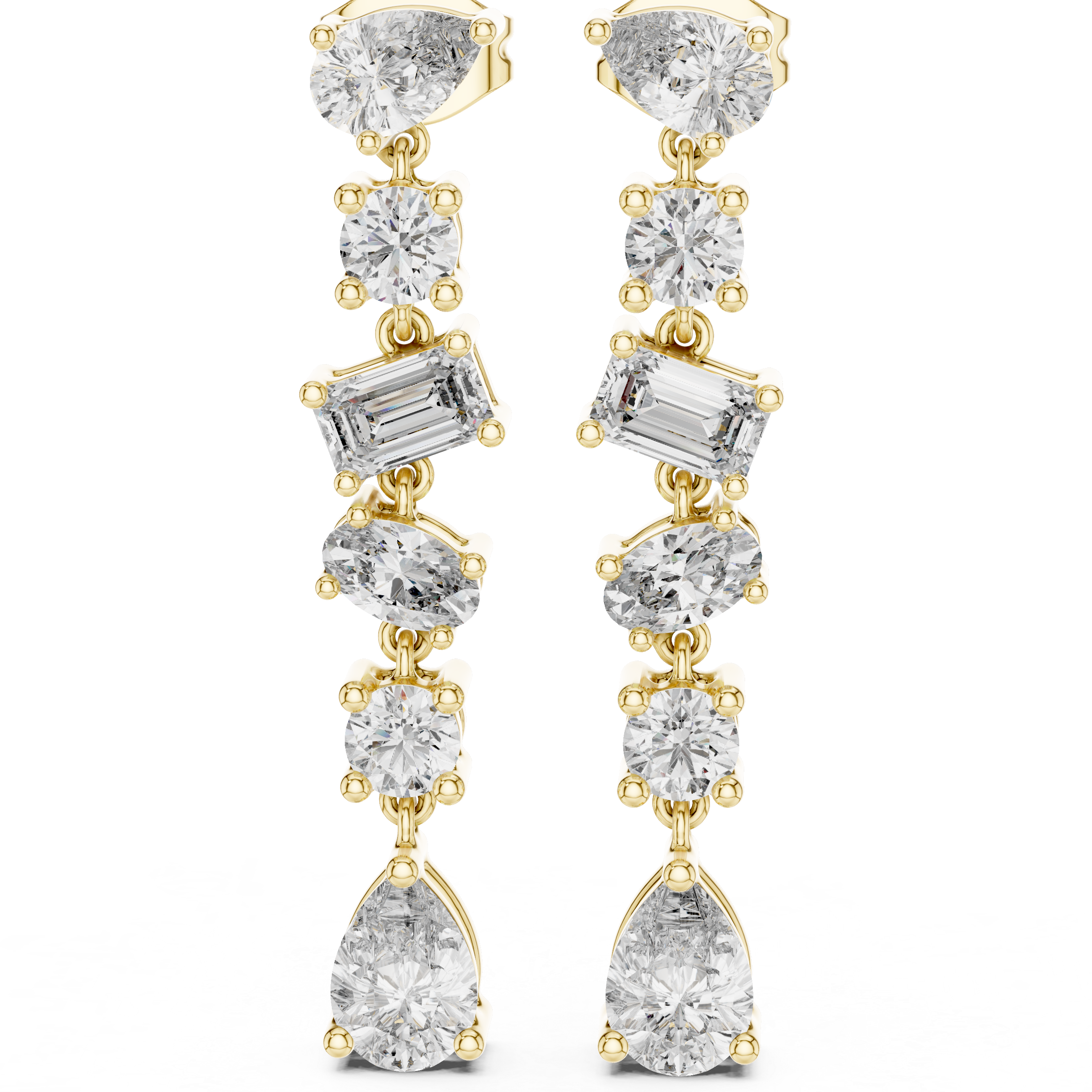 The Estepona Earrings – Mixed Shape Articulated Linear Drop Earrings