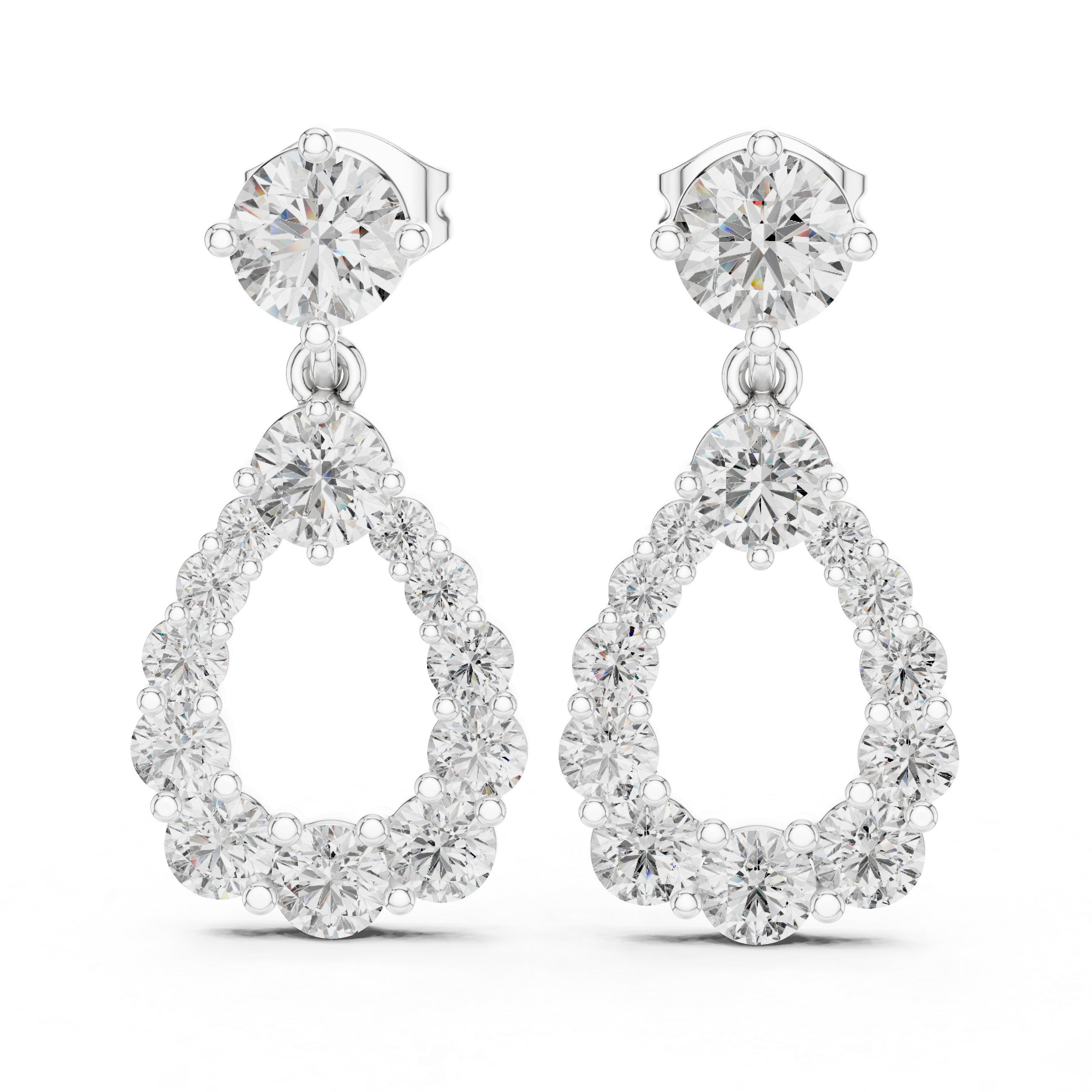 The Bilbao Earrings – Graduated Pear-Shape Collet Drop Diamond Earrings