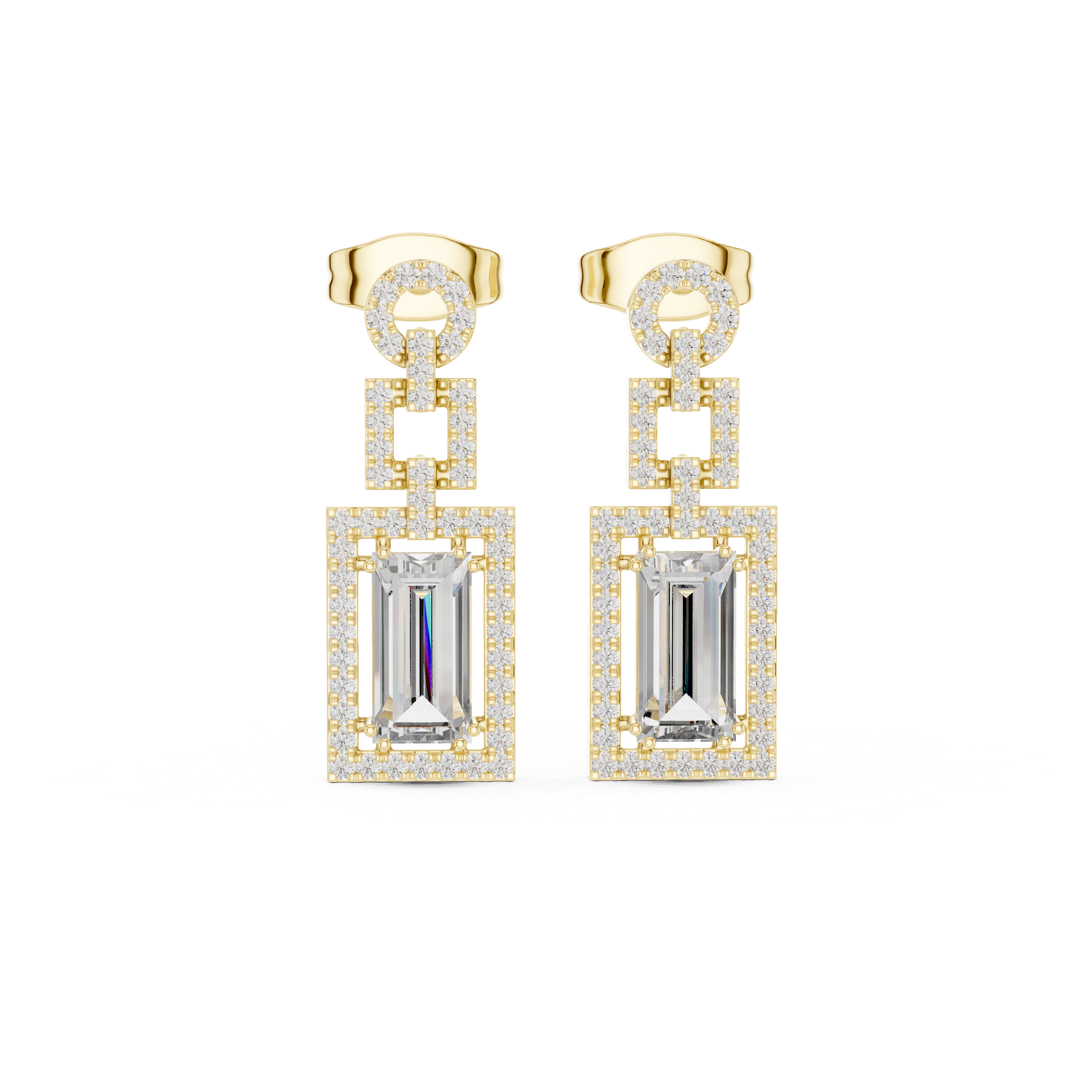 The Tegernsee Earrings - Baguette Diamond Drop Huggie Hoops