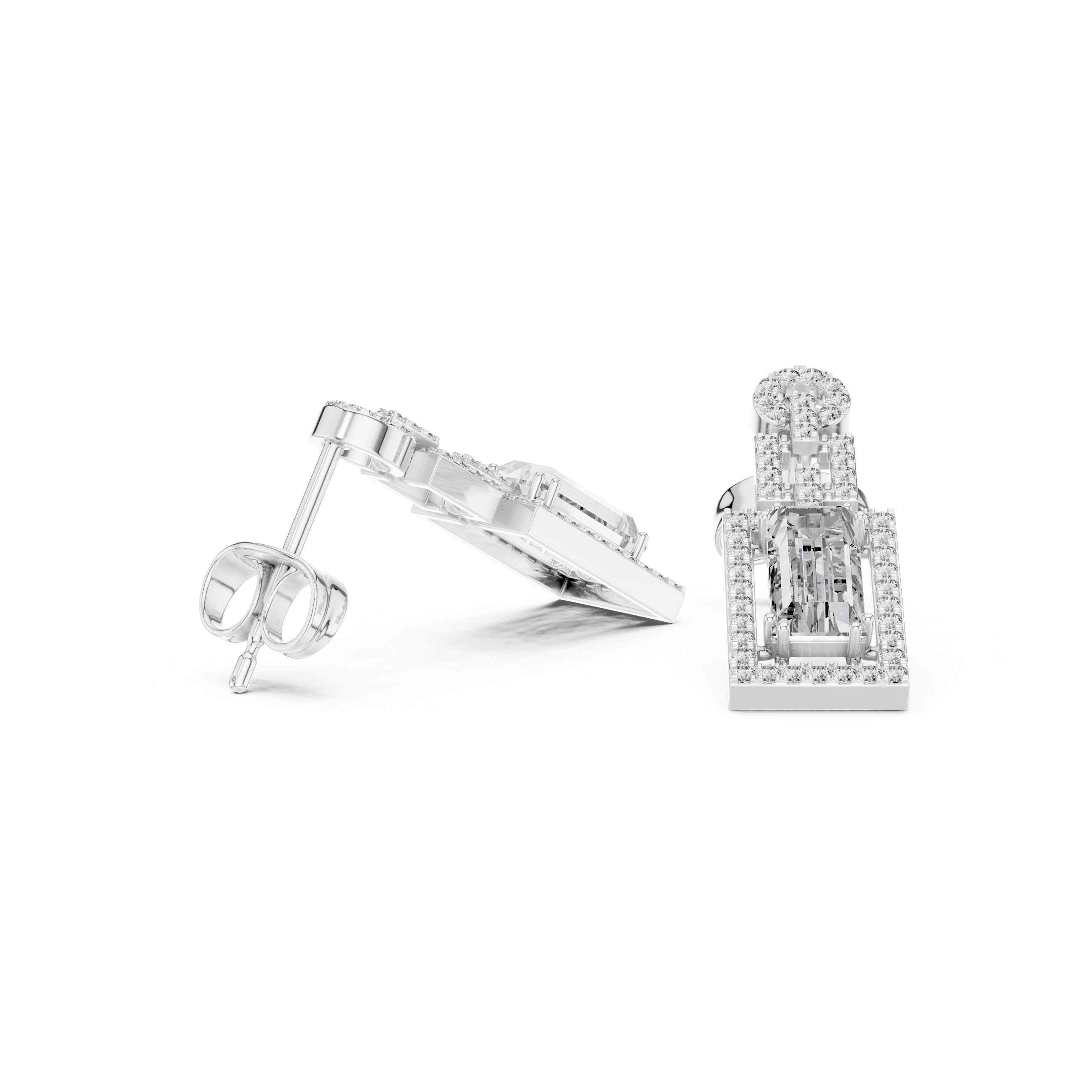 The Tegernsee Earrings - Baguette Diamond Drop Huggie Hoops