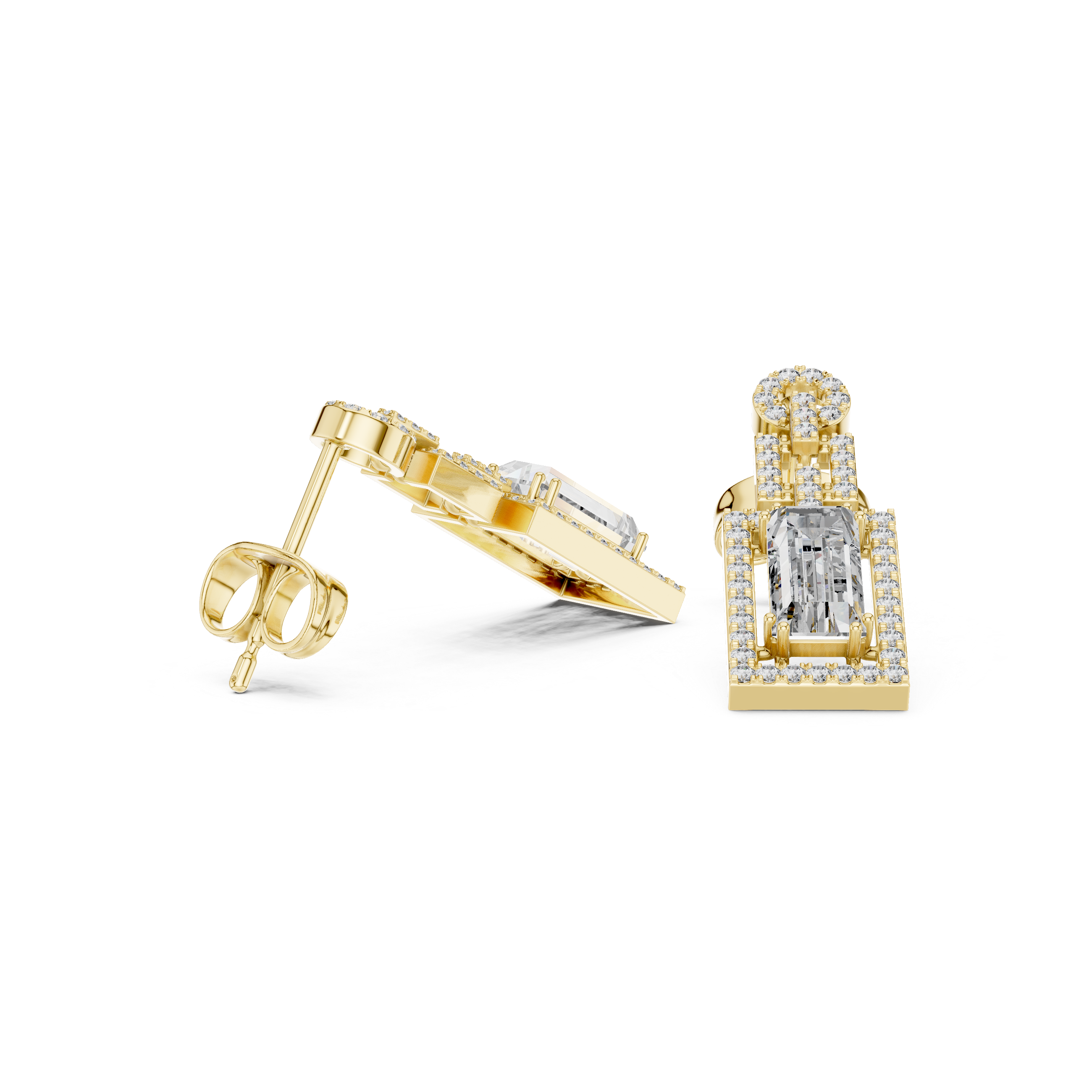 The Tegernsee Earrings - Baguette Diamond Drop Huggie Hoops