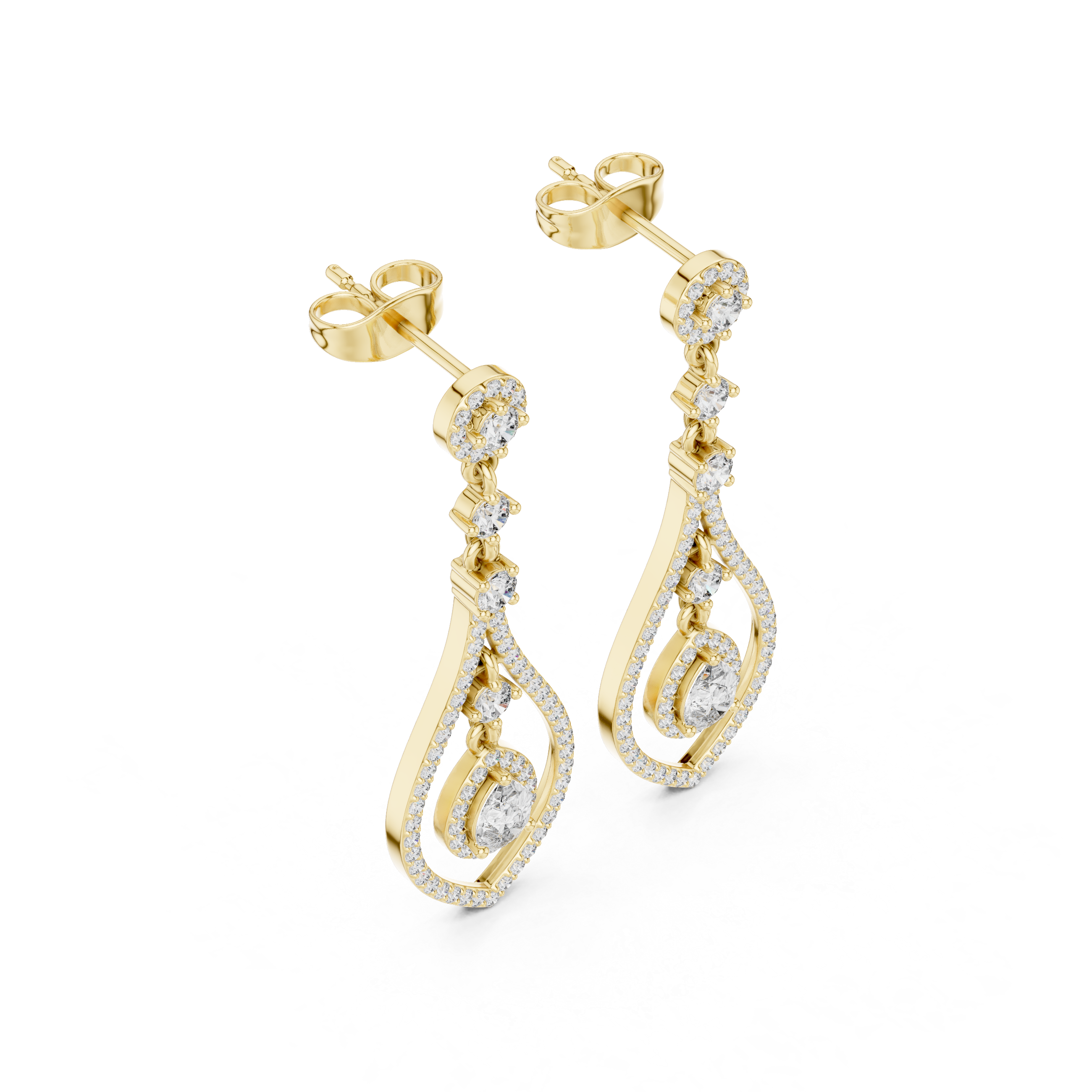 The Pullach Earrings - Open Teardrop Diamond Dangle Earrings