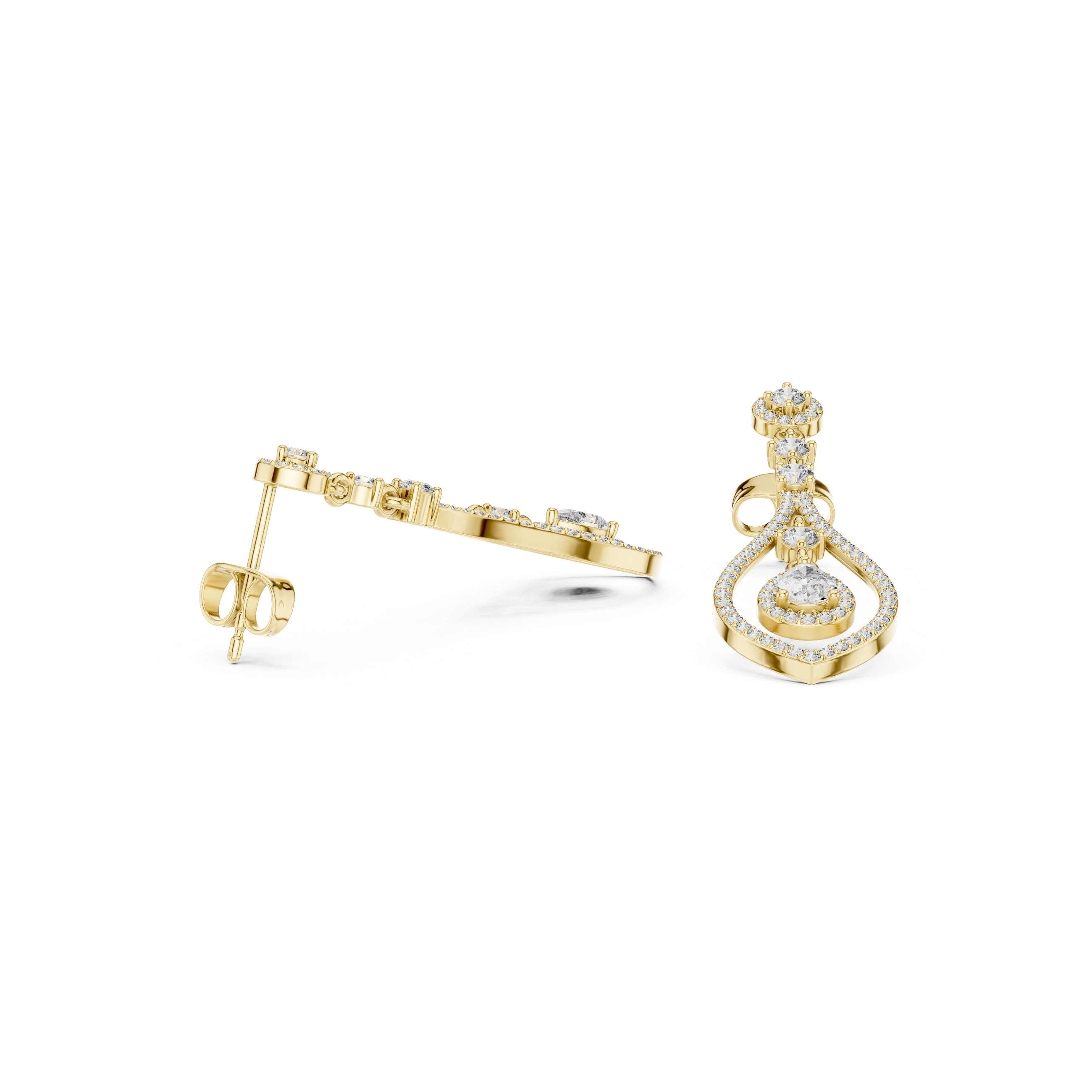 The Pullach Earrings - Open Teardrop Diamond Dangle Earrings