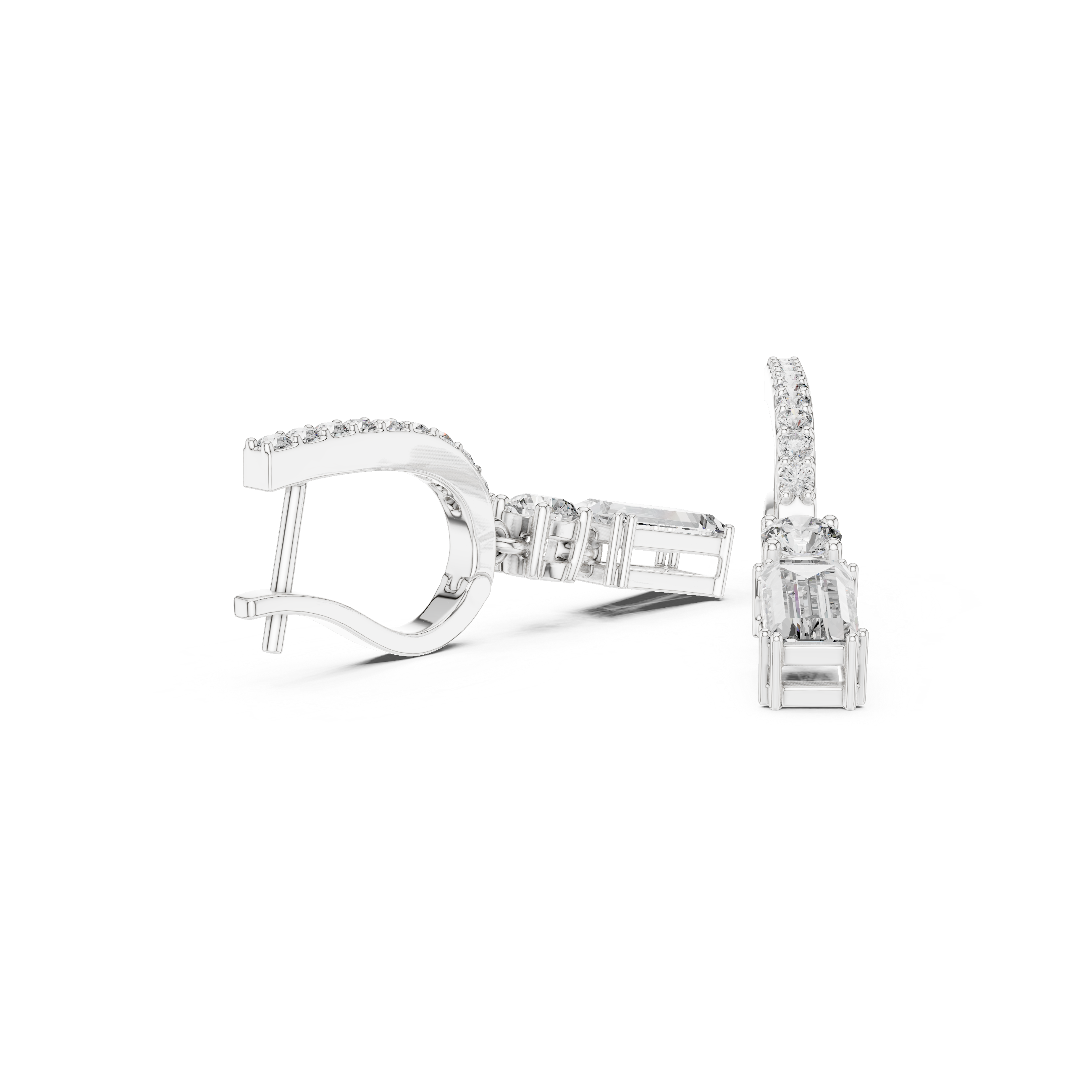 The Eschborn Earrings - Emerald Cut Green Gemstone Drop Hoops