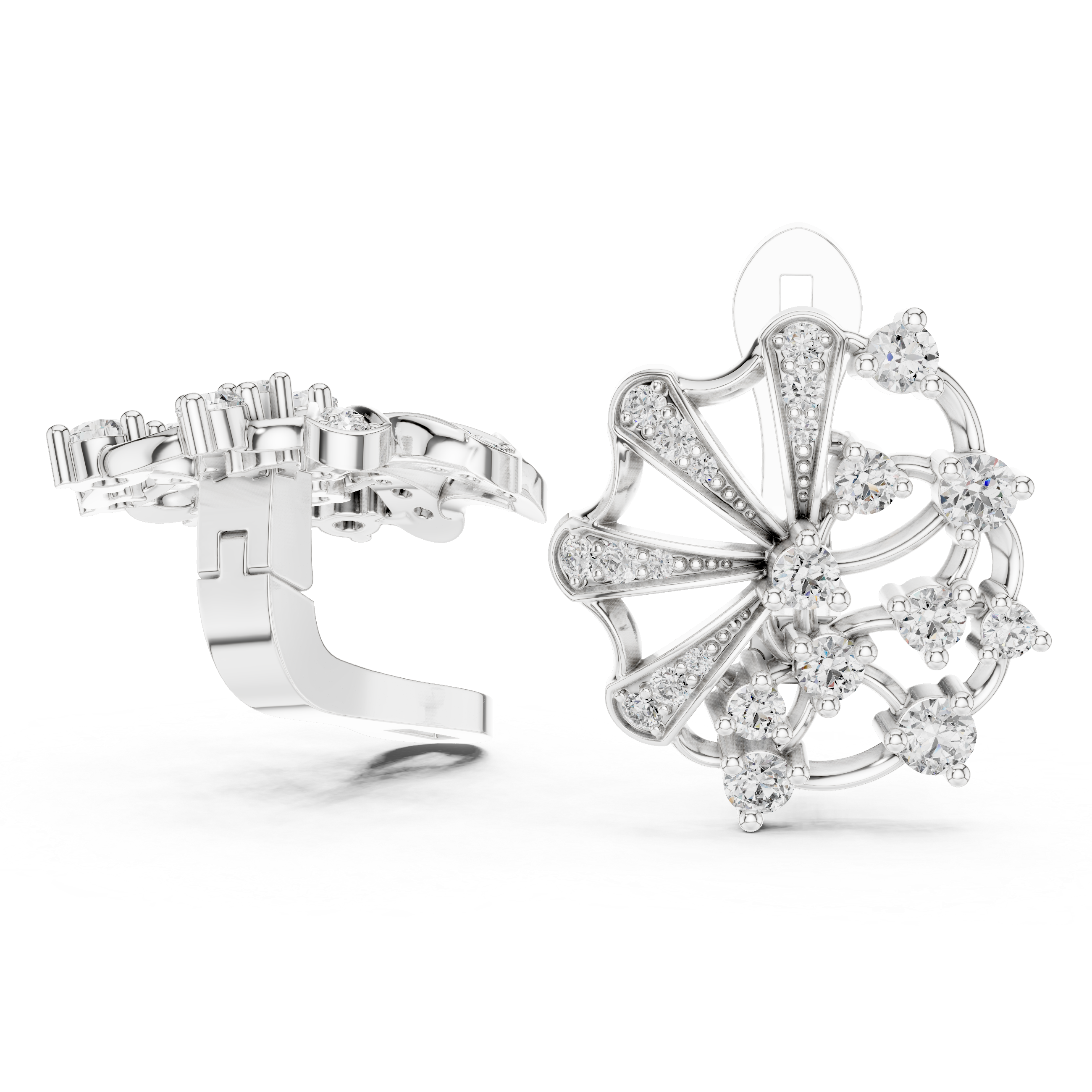 The Florence Earrings – Kinetic Floral Diamond Cluster Studs