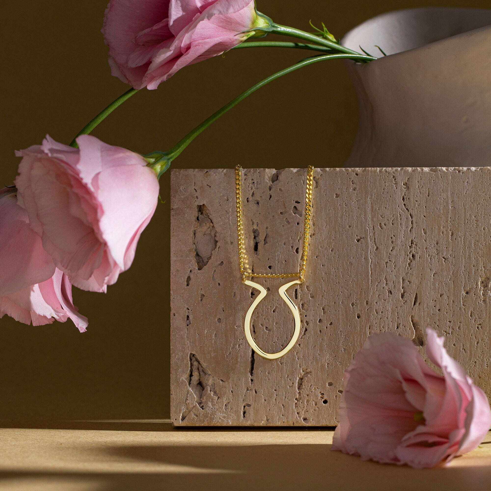 Oval Horn Ring Holder Necklace