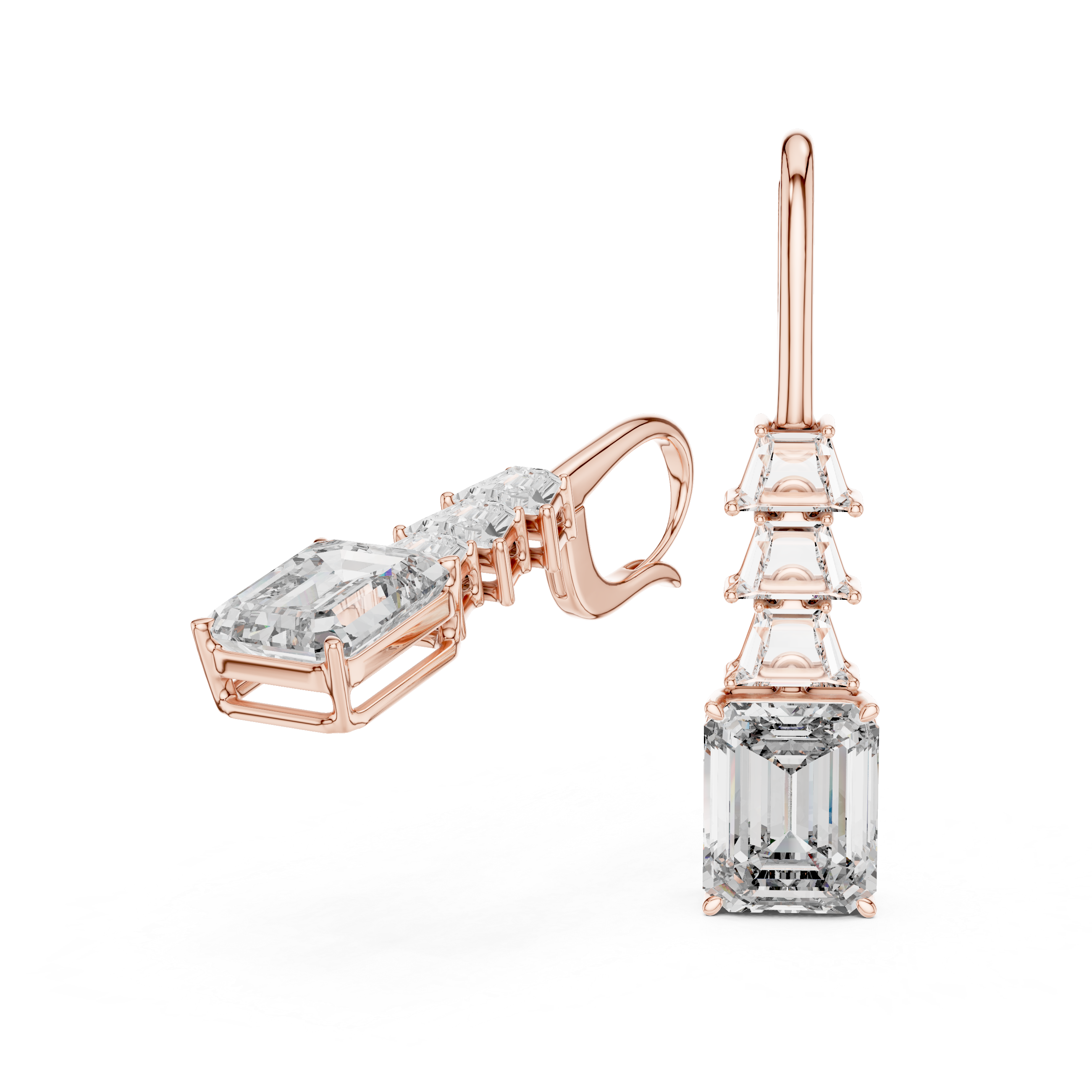 The Santa Clara Earrings – Emerald & Trapezoid Cut Linear Drop Earrings