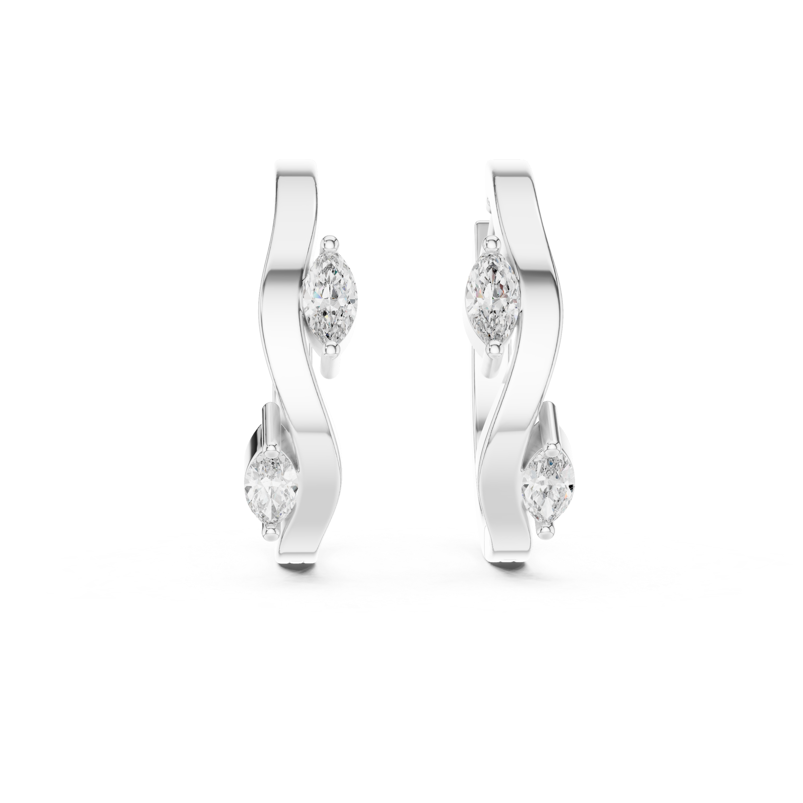 The Swansea Earrings – East-West Marquise Diamond Huggie Hoops