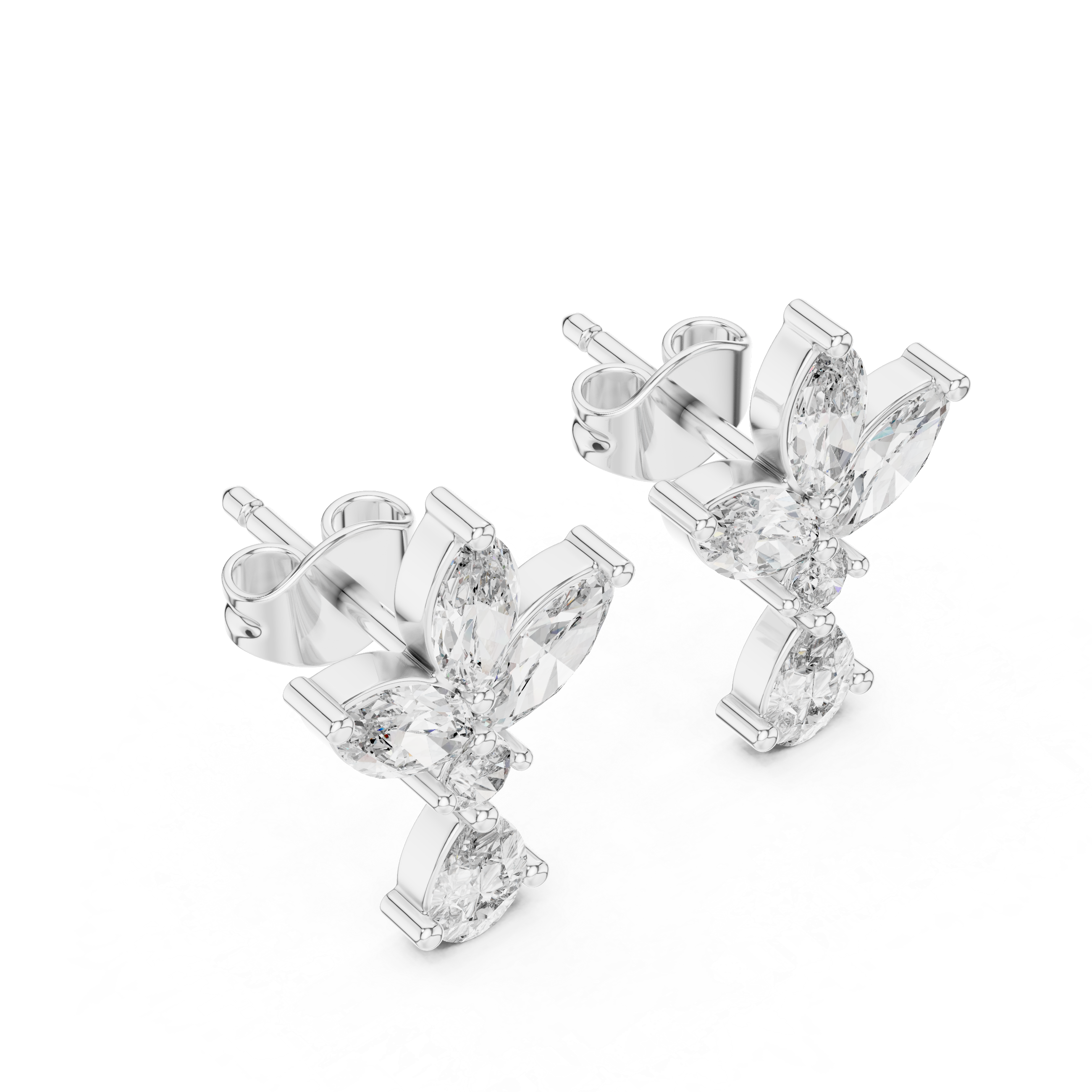The Kronberg Earrings – Marquise & Pear Diamond Floral Spray Earrings
