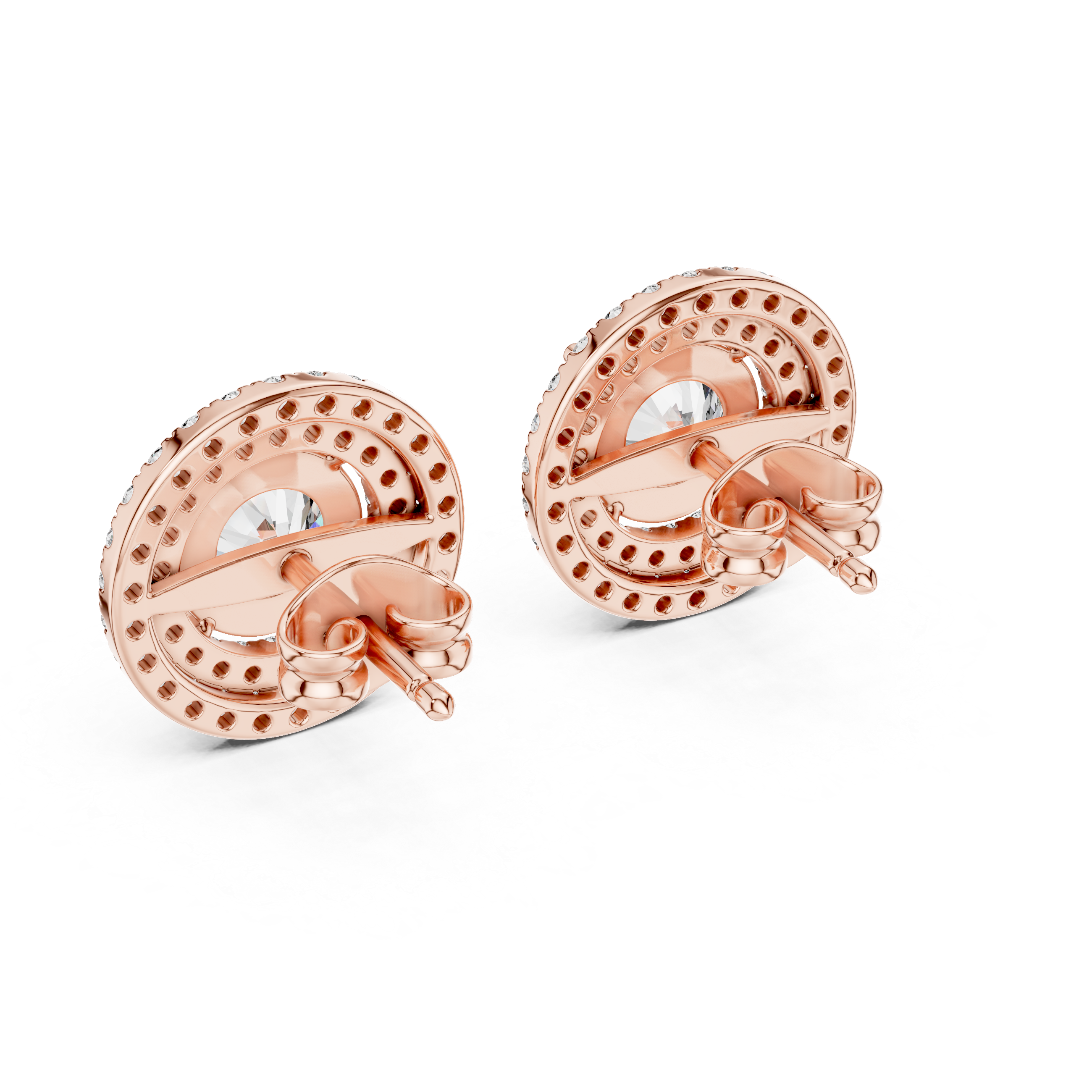 The Hamburg Earrings – Double Halo Round Brilliant Diamond Studs