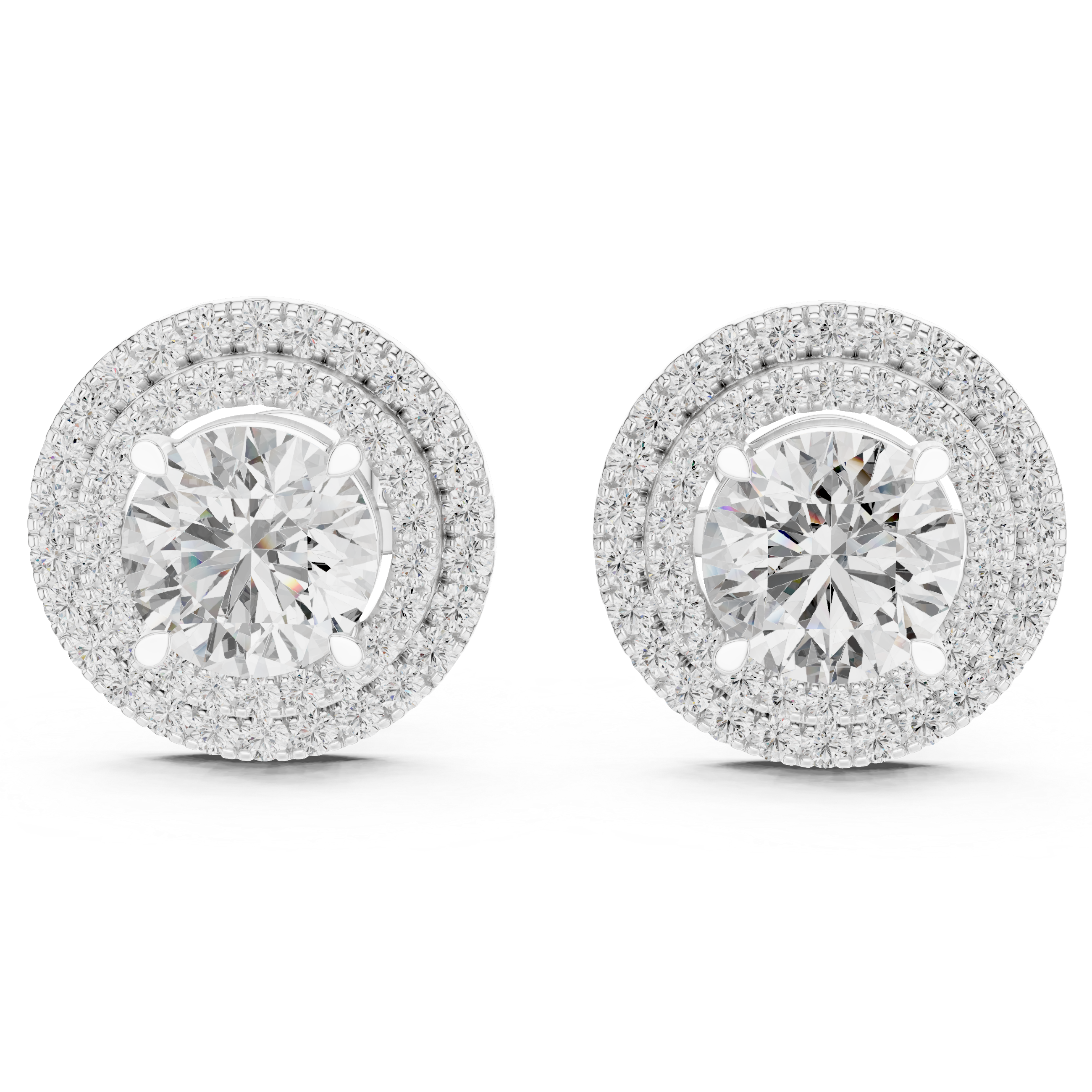 The Hamburg Earrings – Double Halo Round Brilliant Diamond Studs