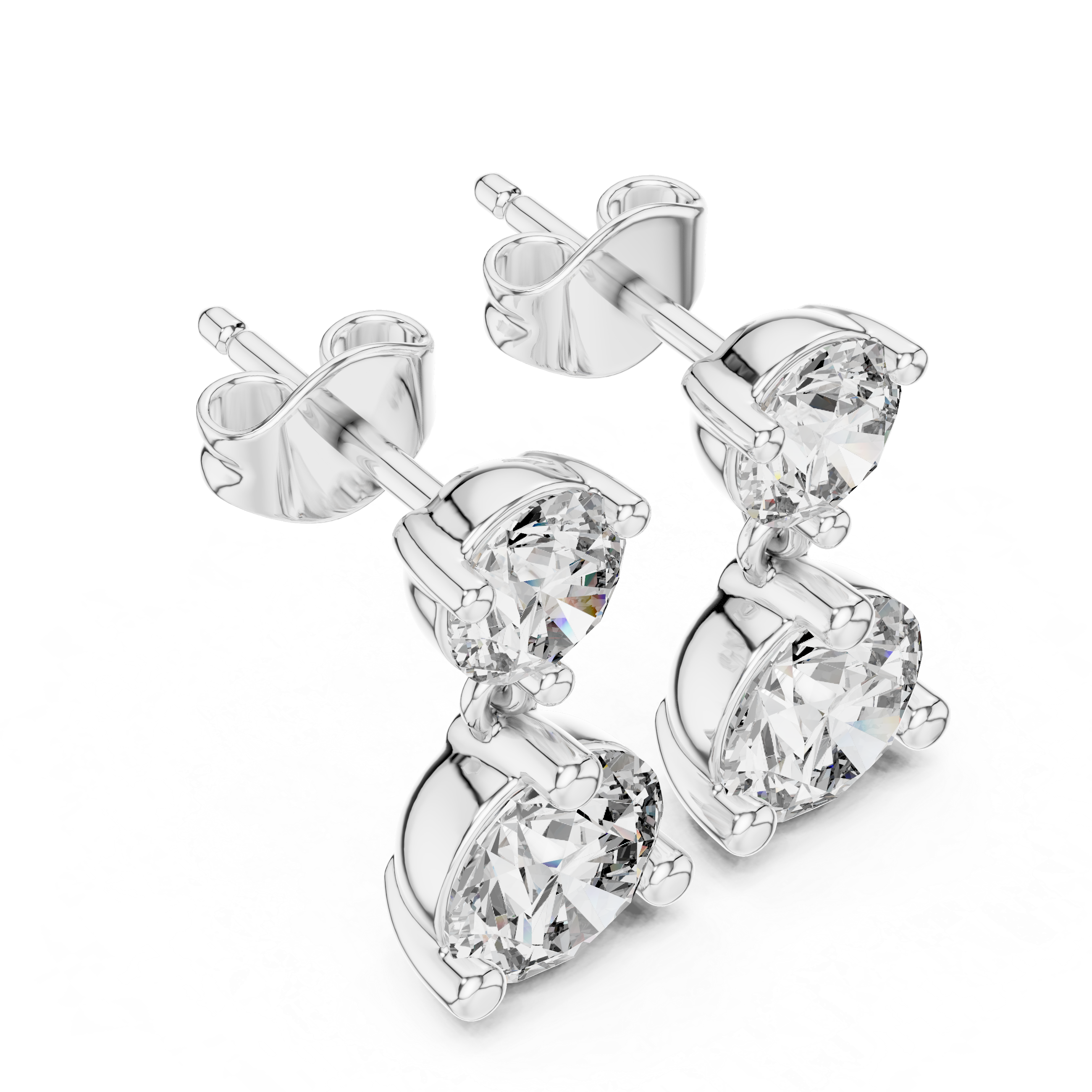 The Düsseldorf Earrings – Double Drop Collet Diamond Earrings