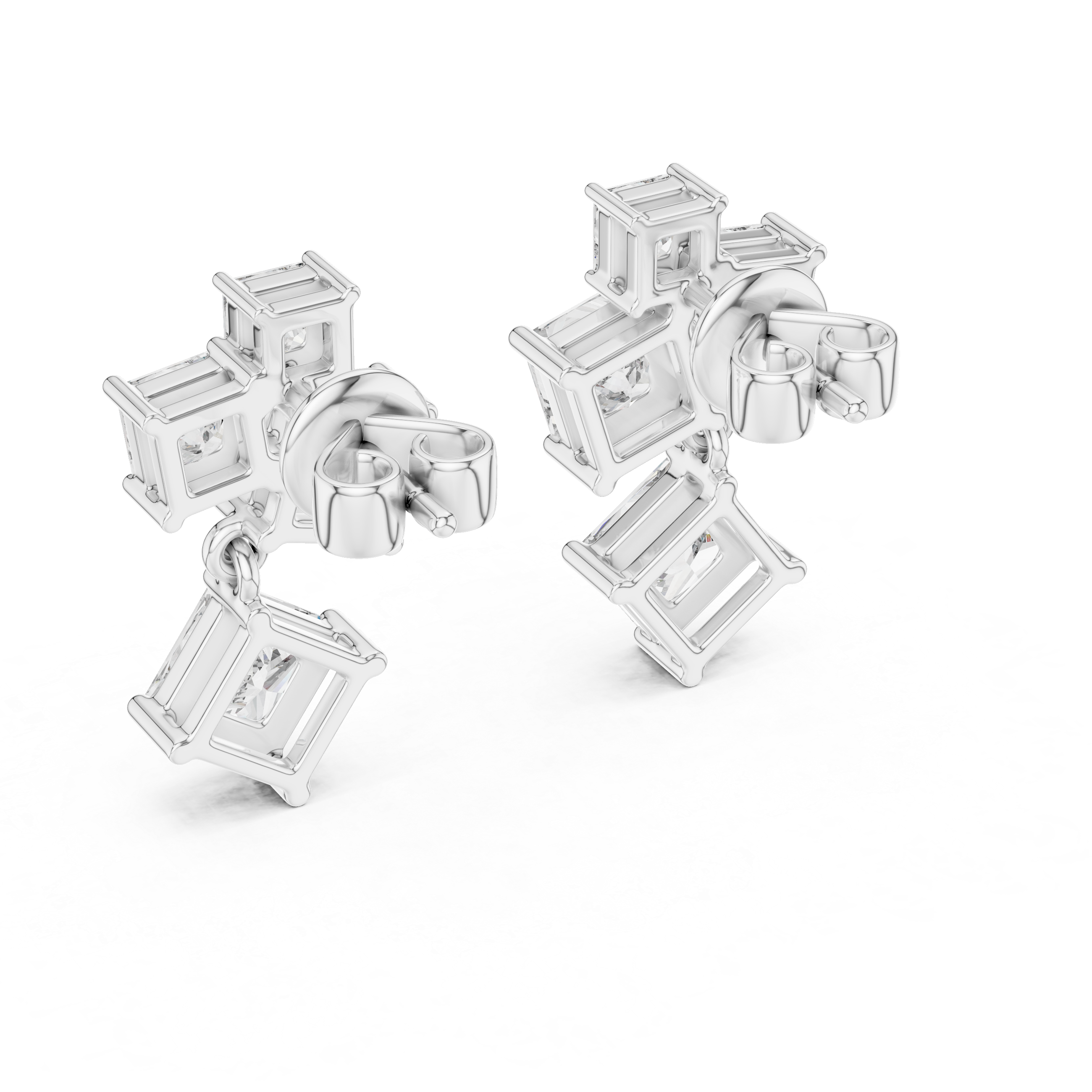 The Cardiff Earrings – Scattered Princess Cut Diamond Cluster Earrings