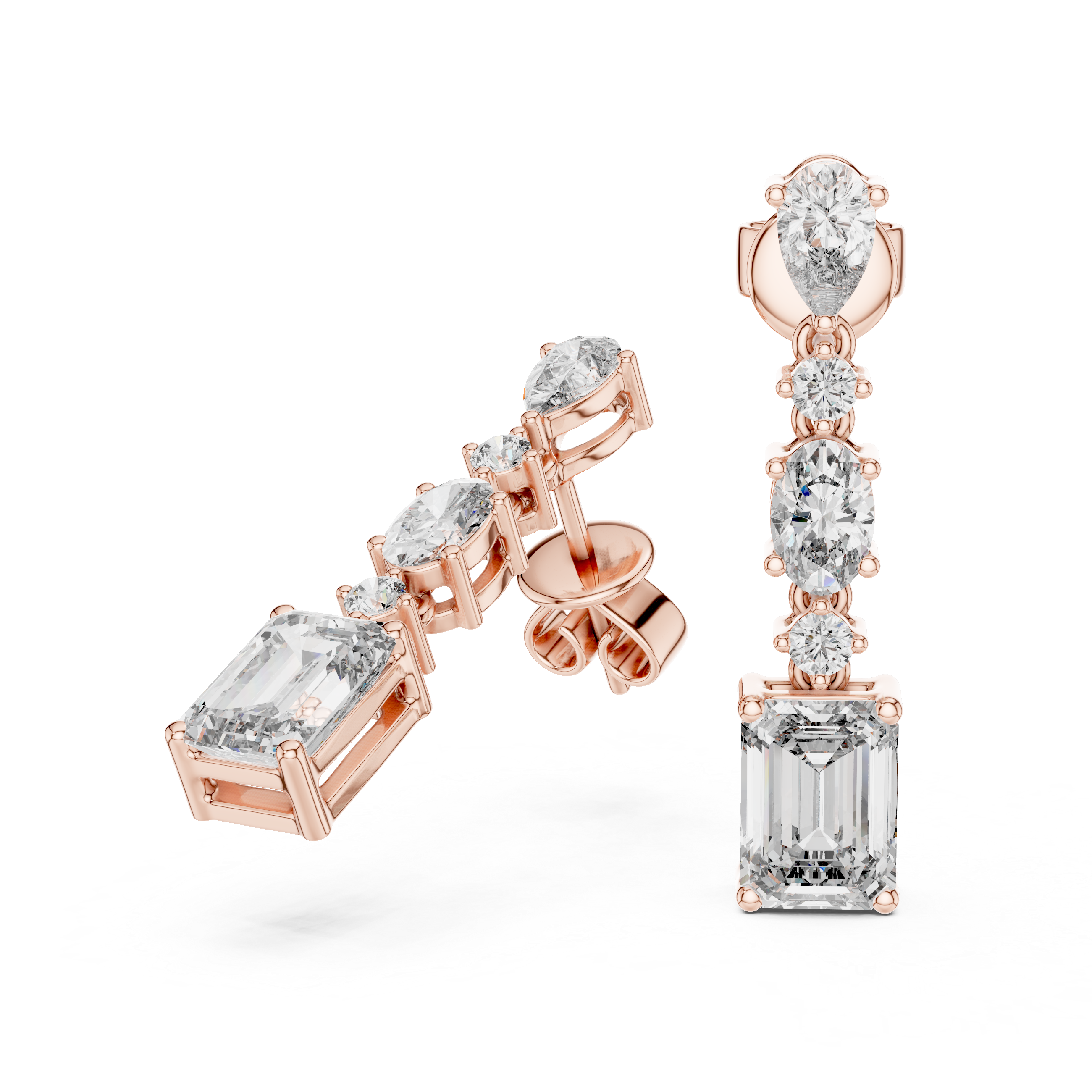 The Wrexham Earrings – Mixed Shape Articulated Drop Diamond Earrings