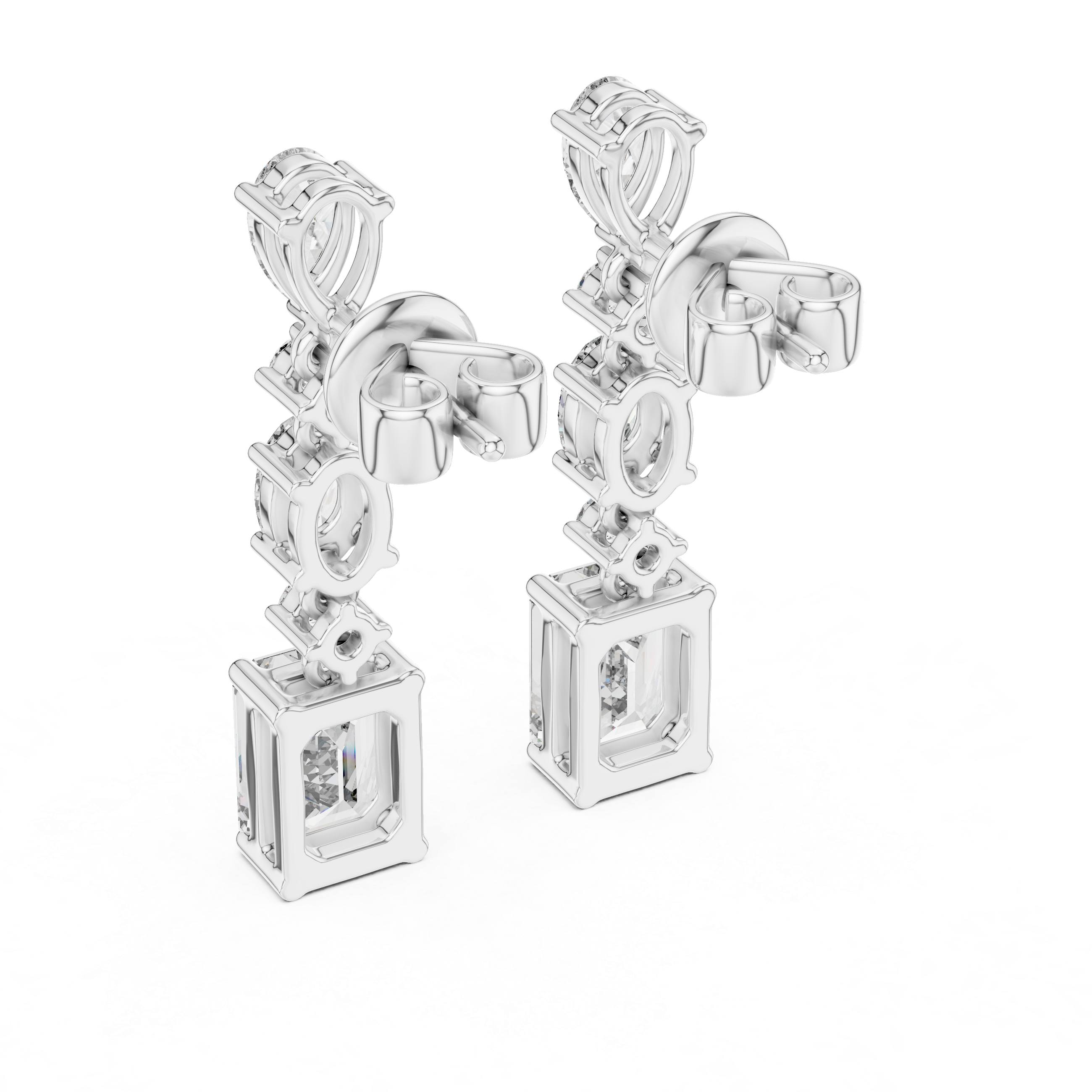 The Wrexham Earrings – Mixed Shape Articulated Drop Diamond Earrings