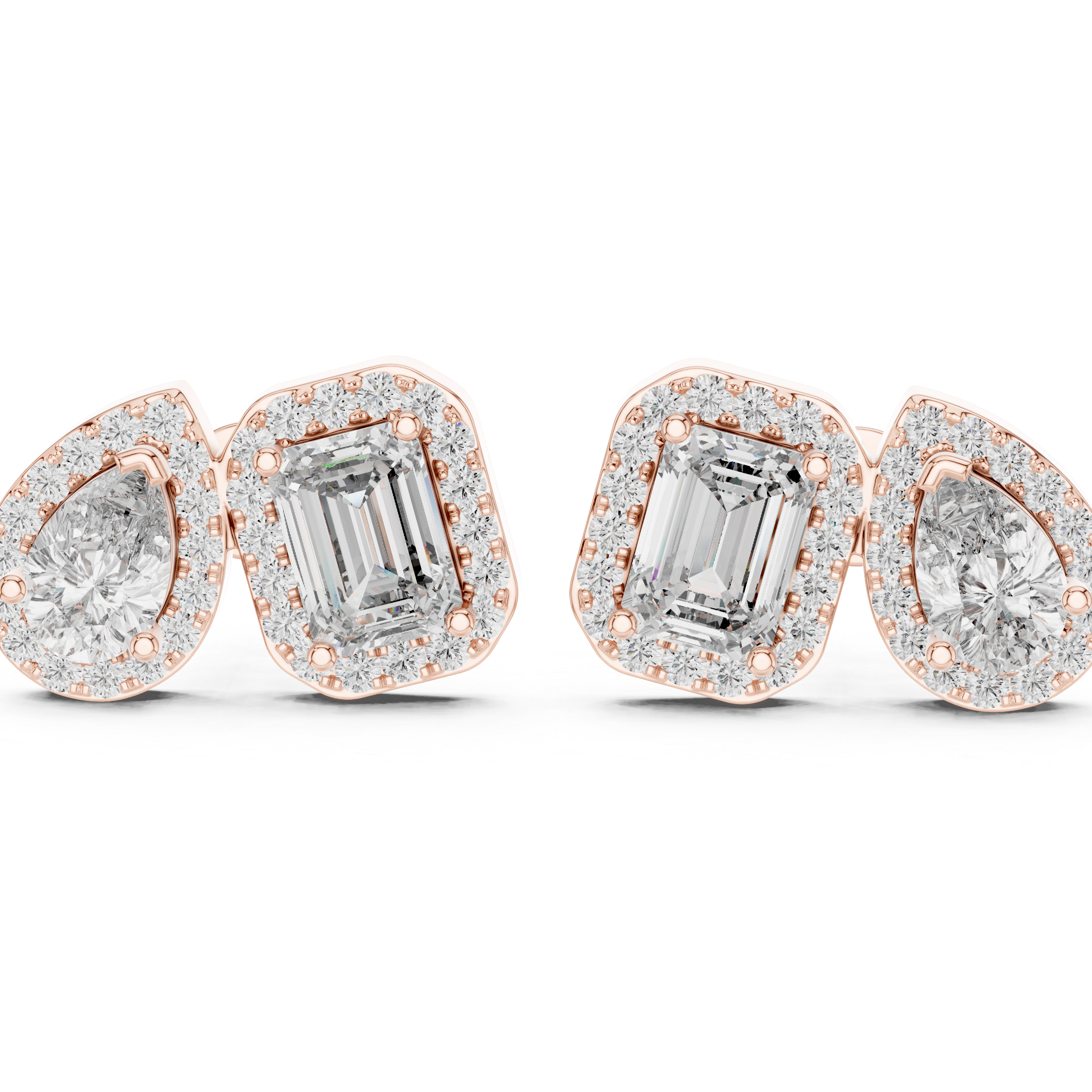 The Berlin Earrings – Mixed Cut Halo Diamond Studs