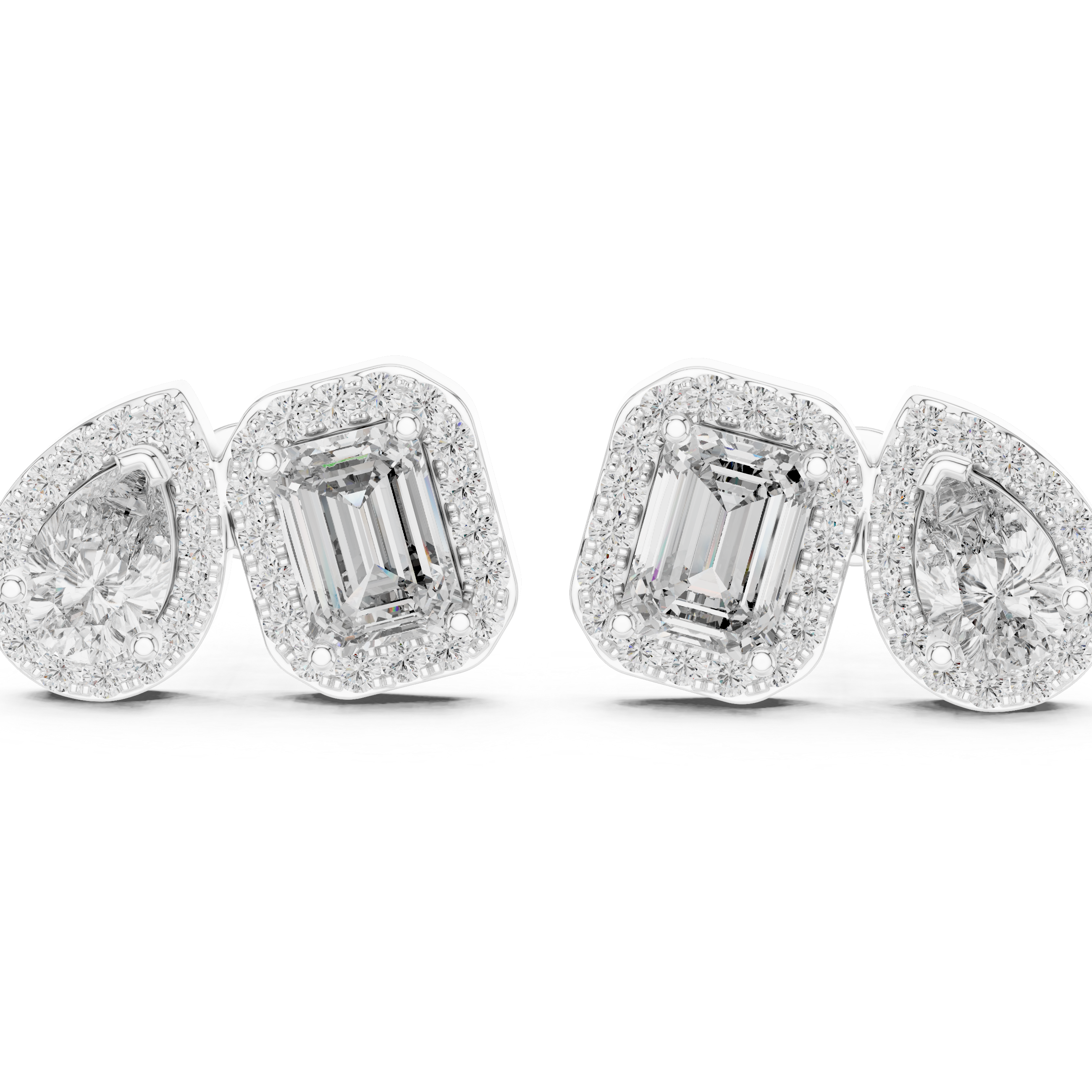 The Berlin Earrings – Mixed Cut Halo Diamond Studs