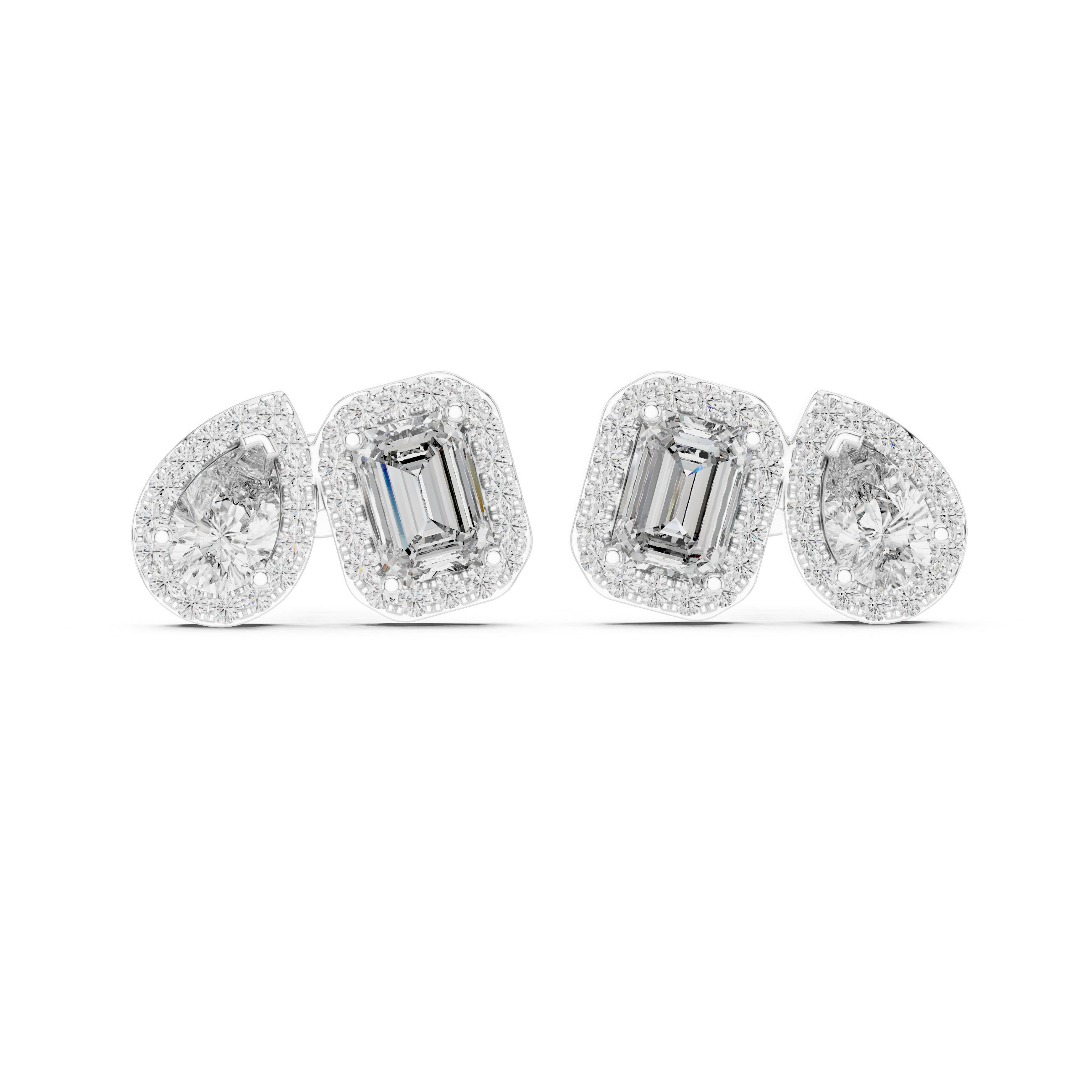 The Berlin Earrings – Mixed Cut Halo Diamond Studs