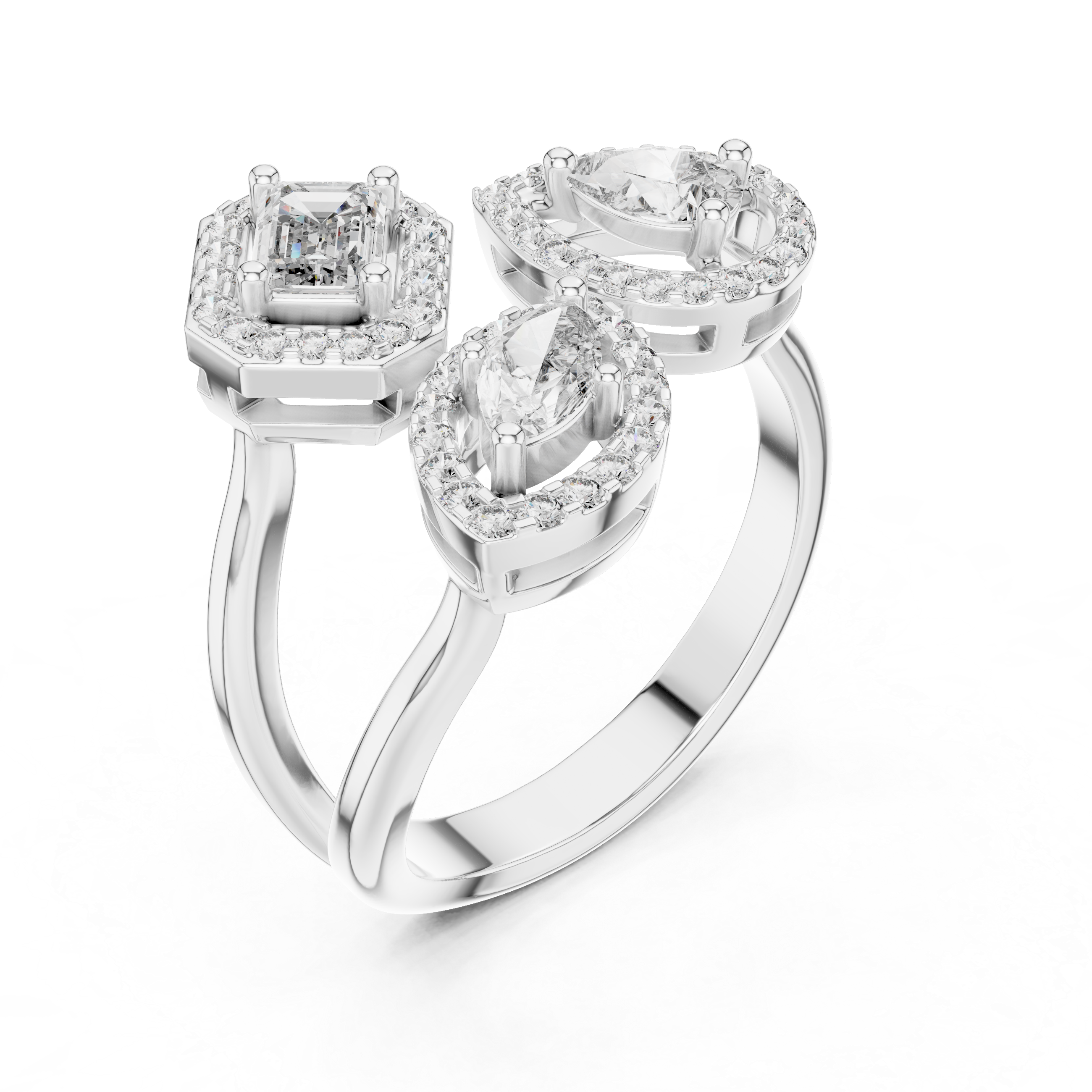 The Dordrecht Ring - Mixed Cut Halo Open Ring