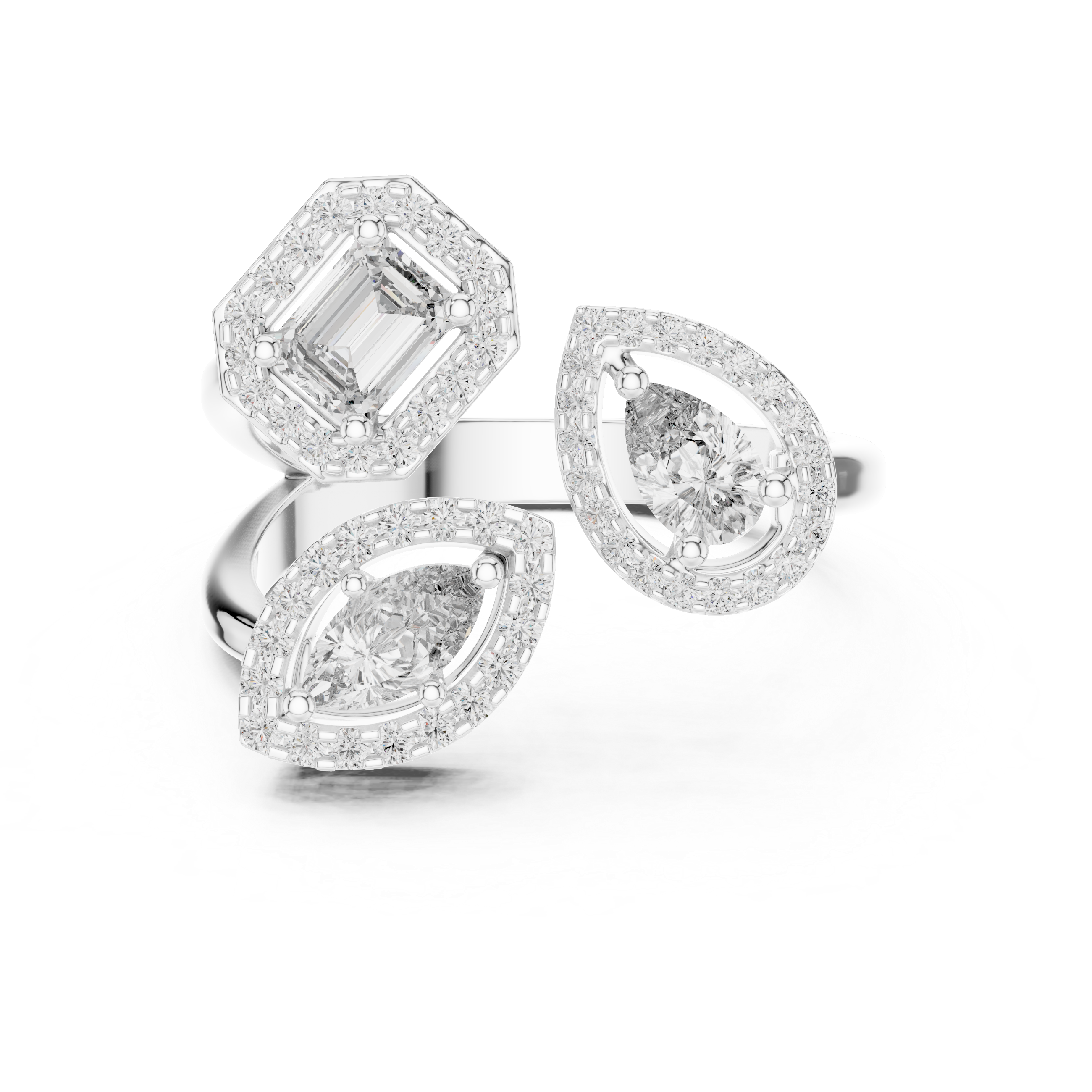 The Dordrecht Ring - Mixed Cut Halo Open Ring