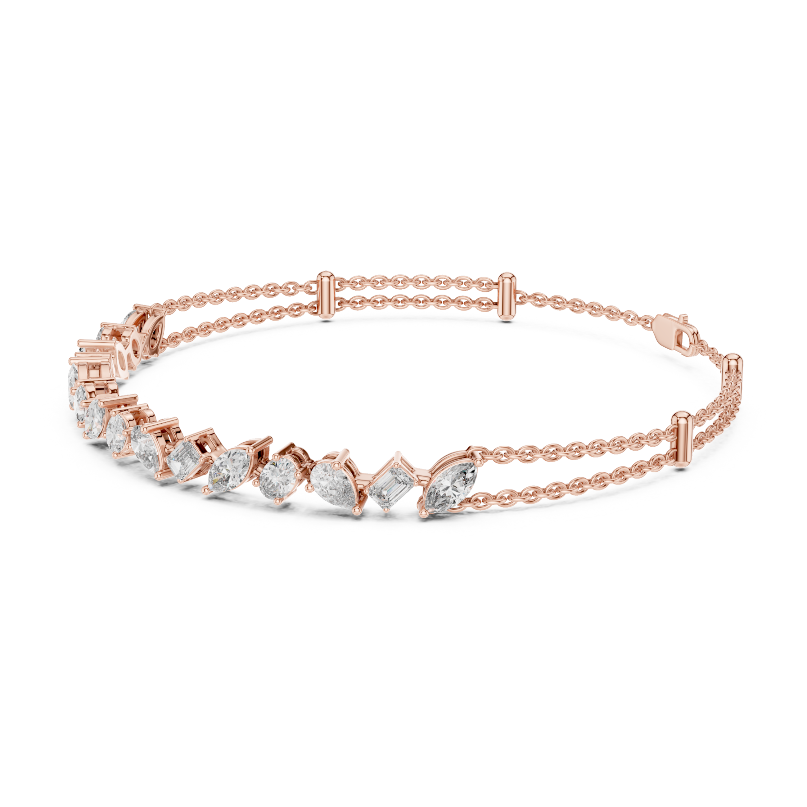 The Madrid Bracelet - Mixed Shape Diamond Bar Station Bracelet