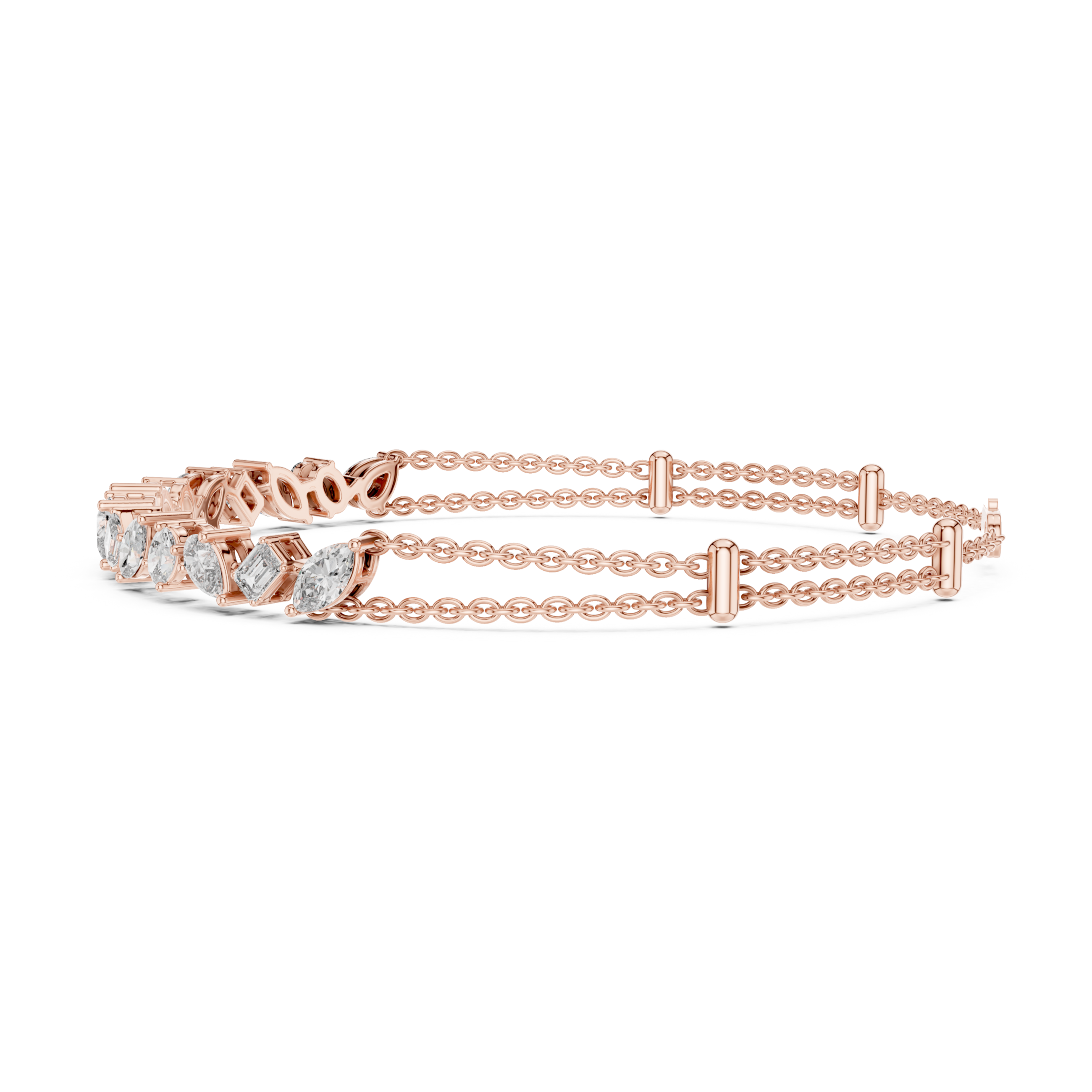 The Madrid Bracelet - Mixed Shape Diamond Bar Station Bracelet
