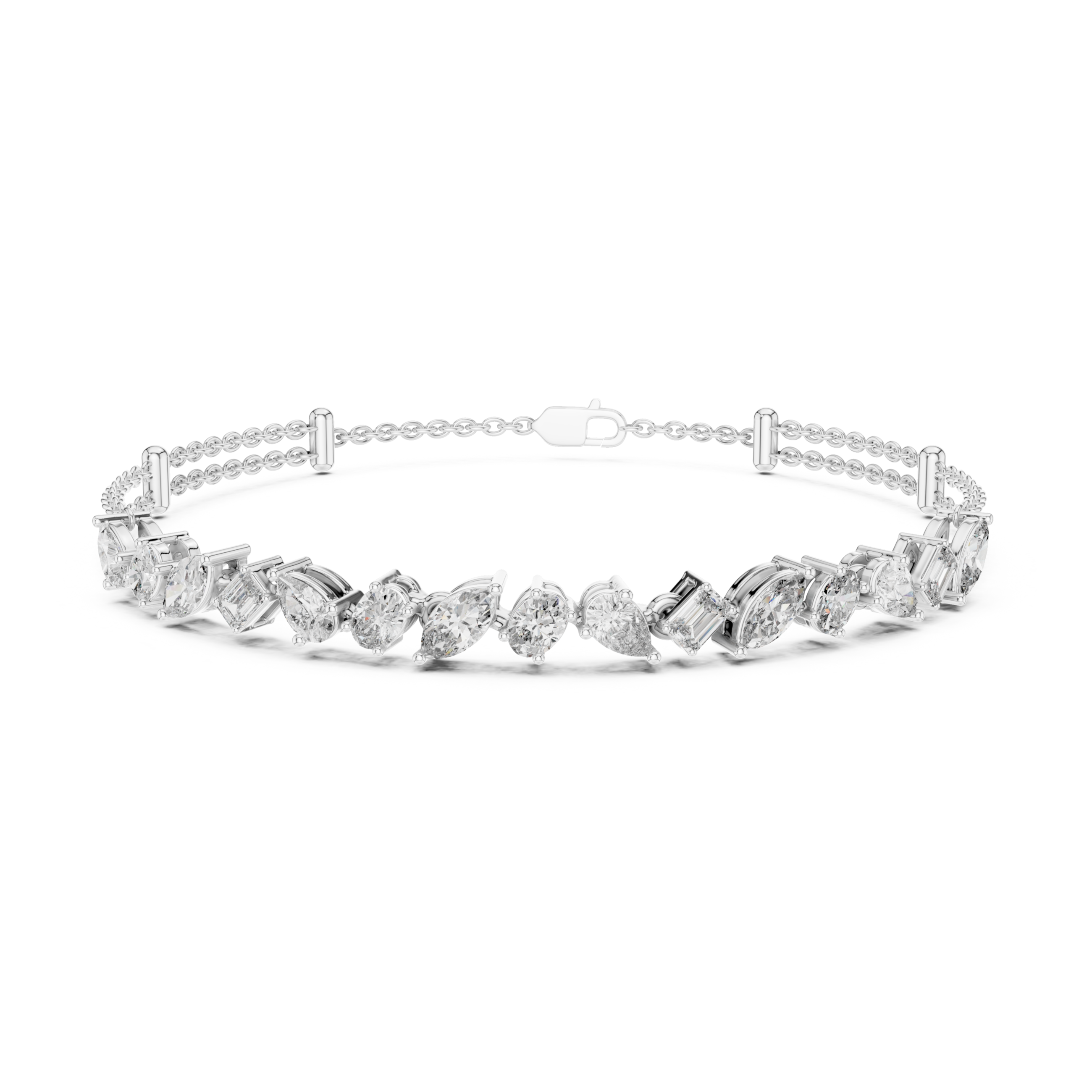 The Madrid Bracelet - Mixed Shape Diamond Bar Station Bracelet