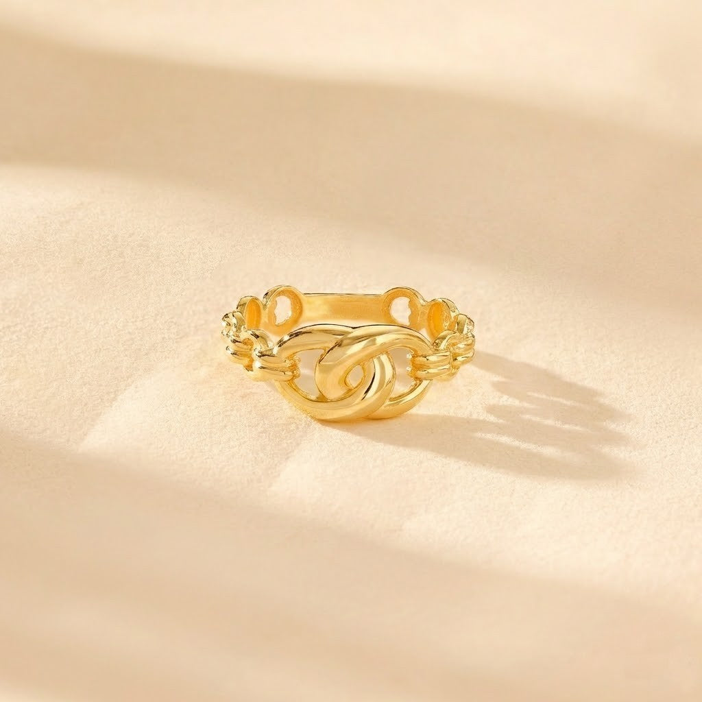 Gold ring with intricate design 