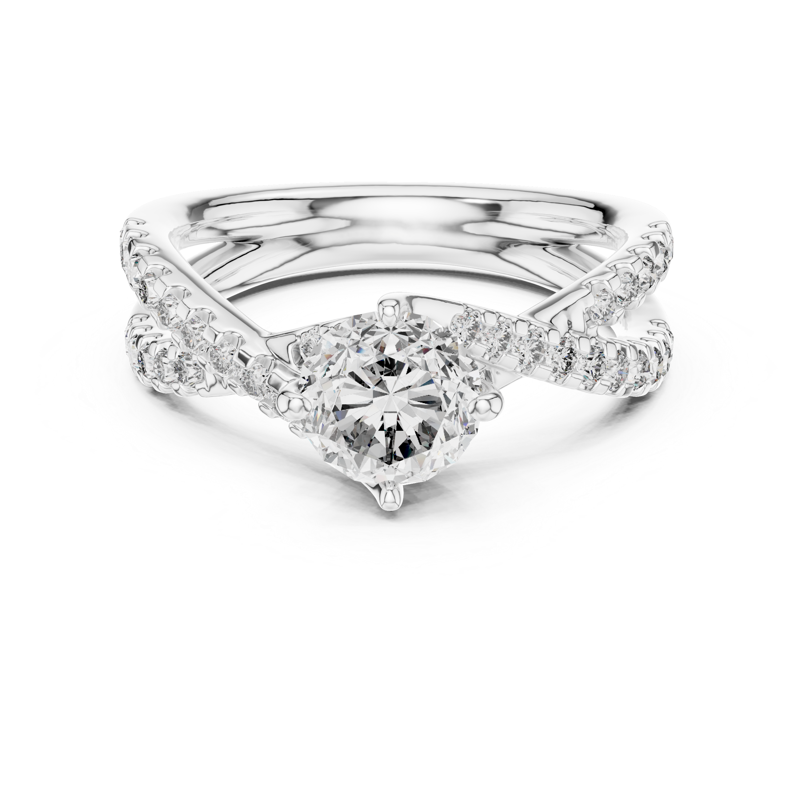 The Hasselt Ring - Round Cut Twisted Pavé Engagement Ring