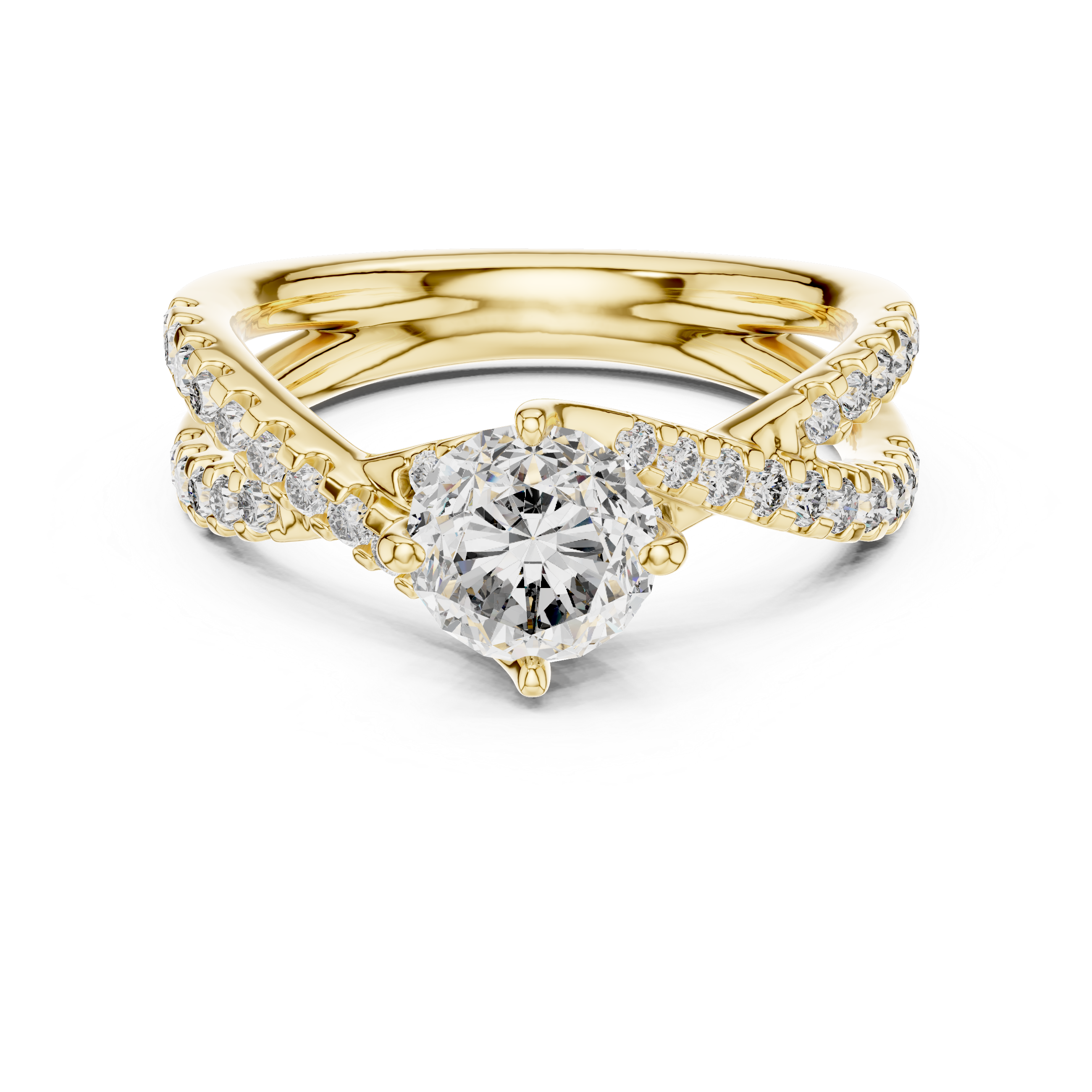 The Hasselt Ring - Round Cut Twisted Pavé Engagement Ring