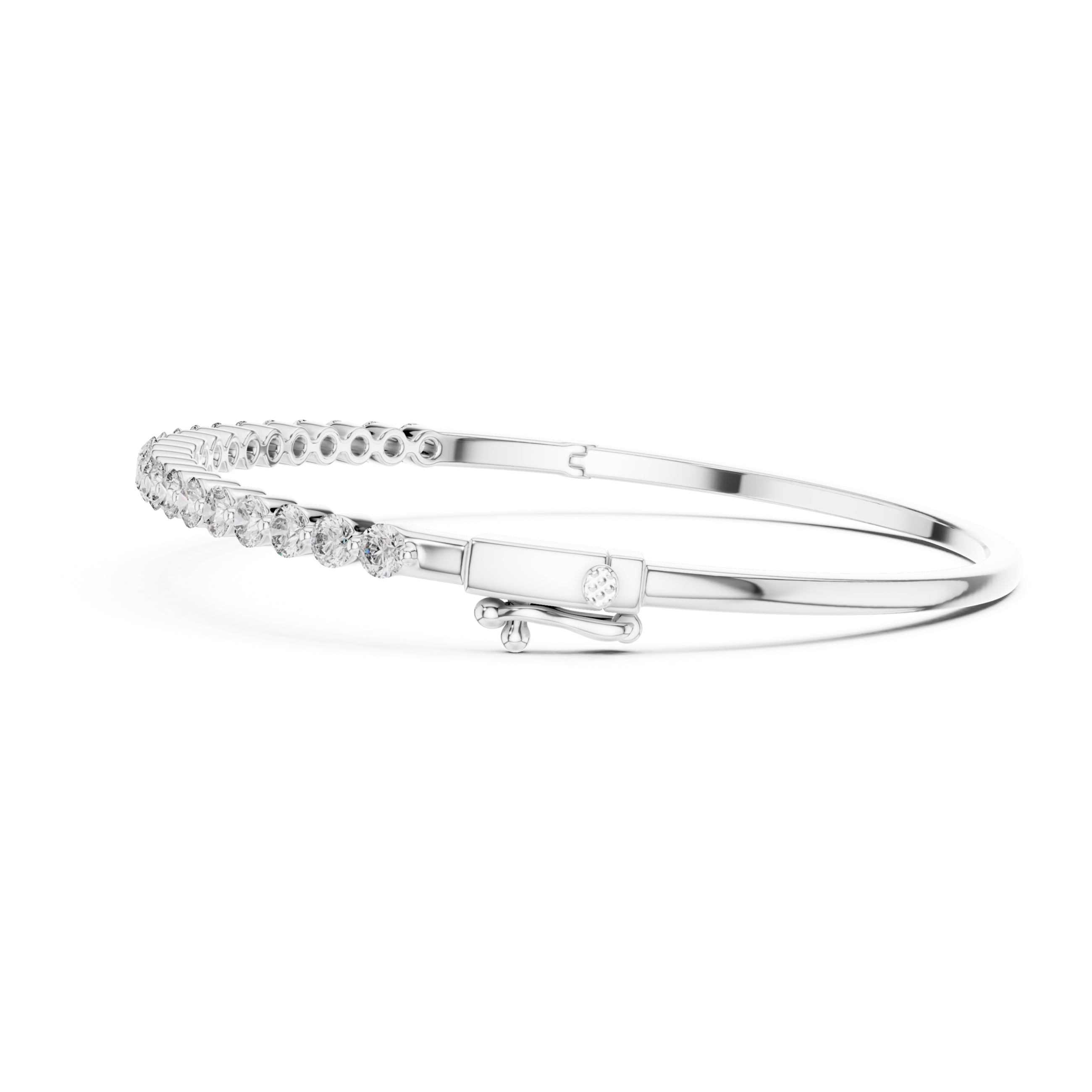 The Milan Bangle - Round Diamond Half Eternity Hinged Bangle