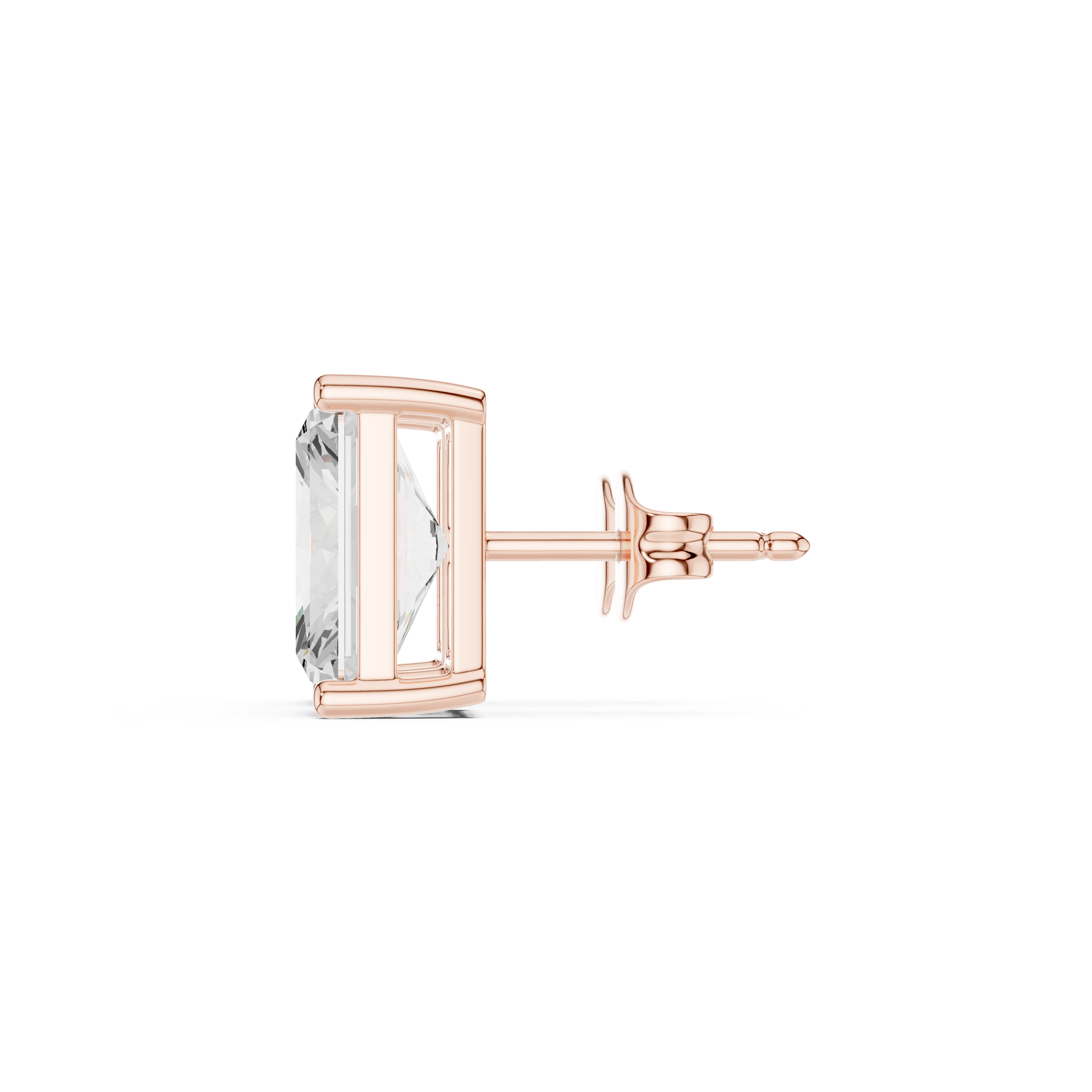 Muur Atelier Solid Gold Modern Radiant Cut Diamond Basket Solitaire Studs