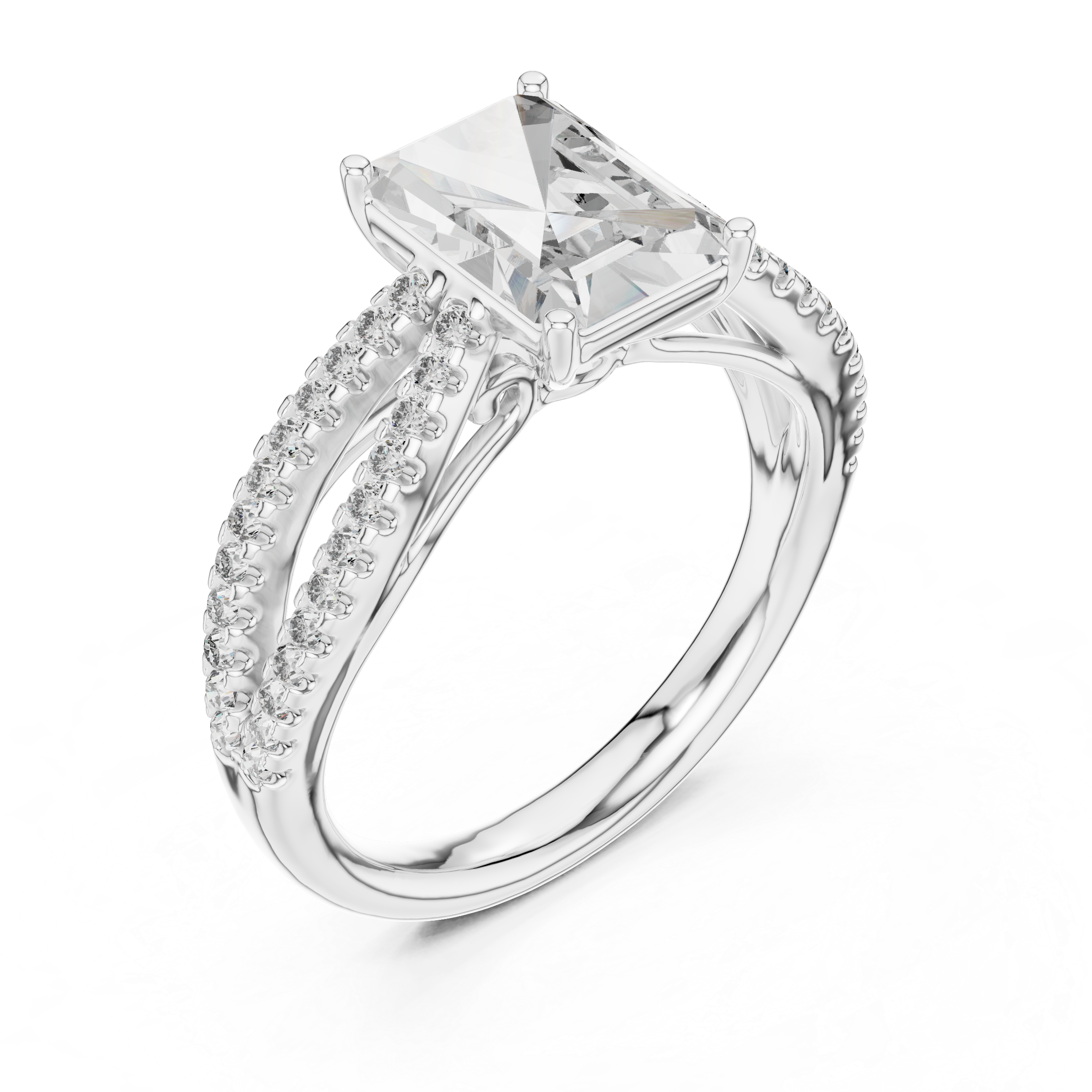 The Apeldoorn Ring - Radiant Cut Split Shank Engagement Ring