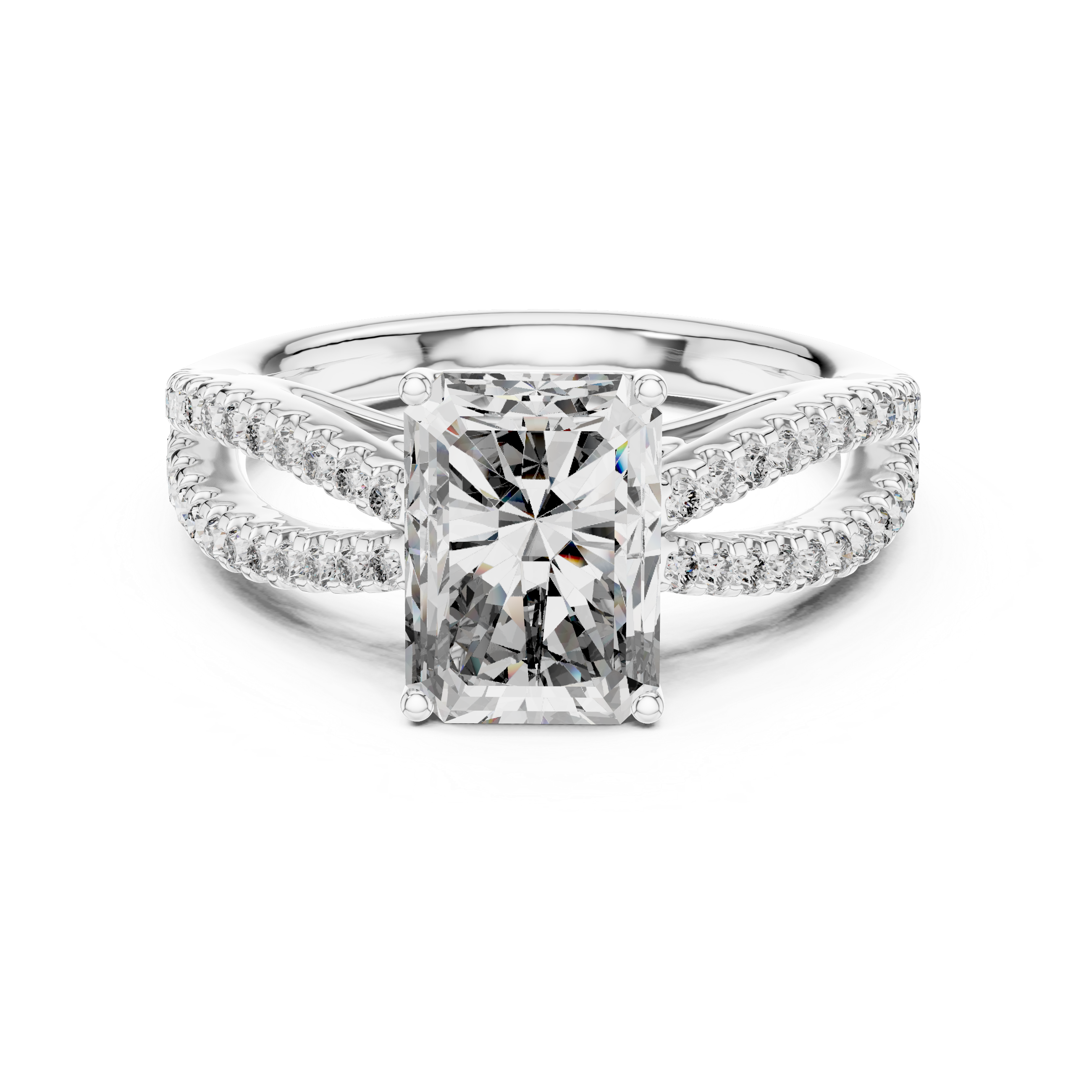 The Apeldoorn Ring - Radiant Cut Split Shank Engagement Ring