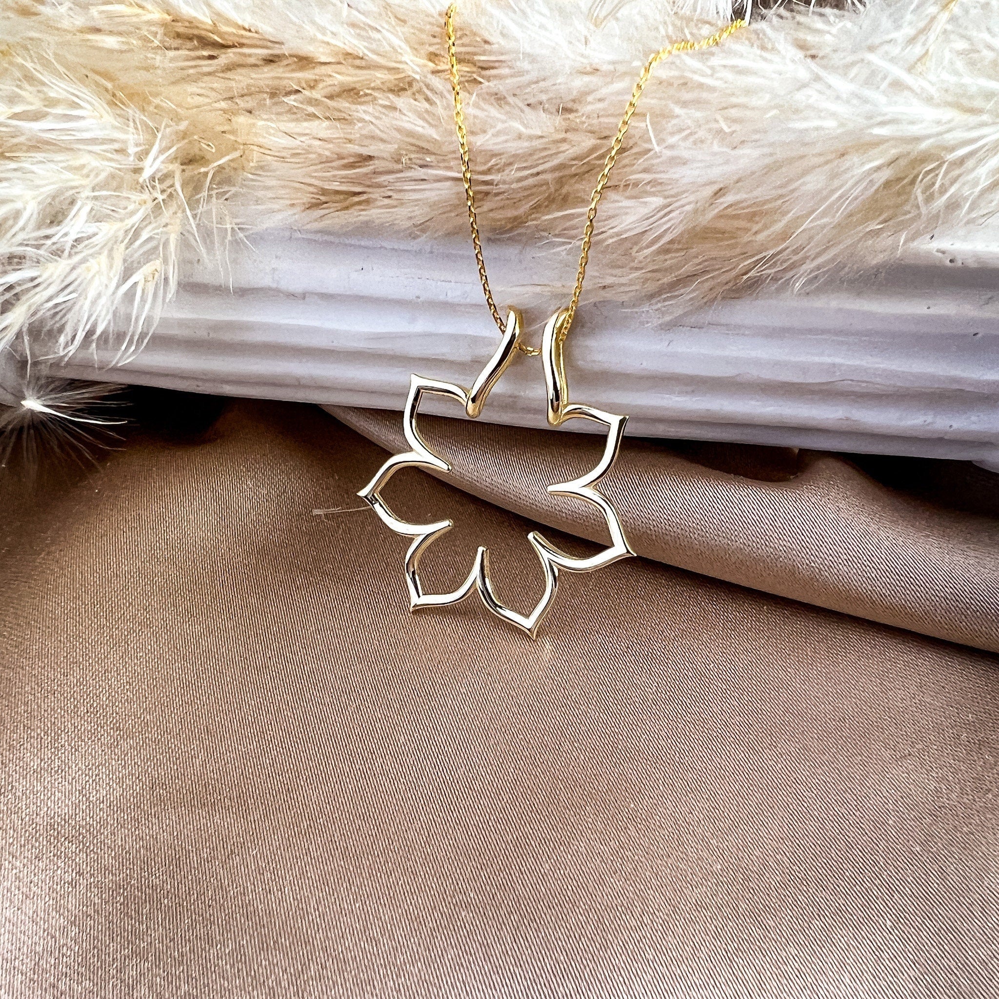 Sunflower Ring Holder Necklace, 14K White Gold