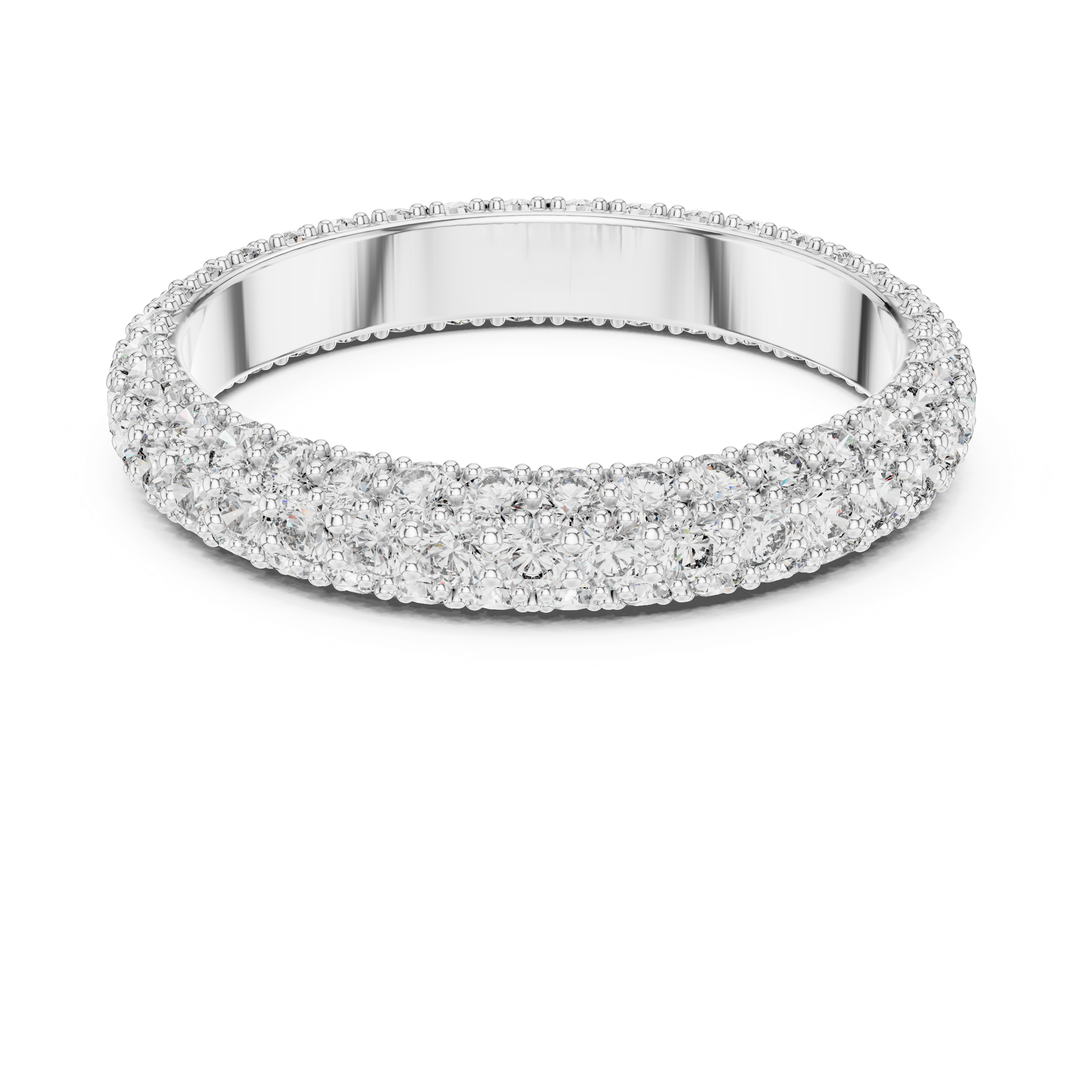 The Durbuy Ring - Triple Row Domed Pavé Eternity Band