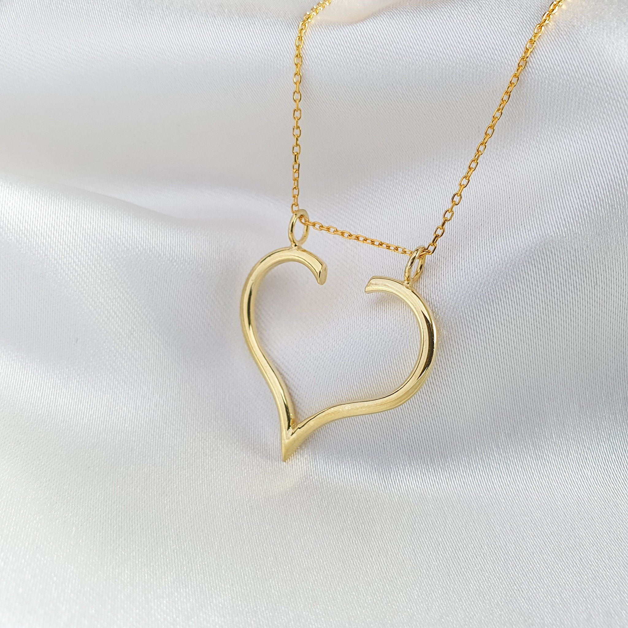 14K Solid Gold Heart Ring Holder Necklace