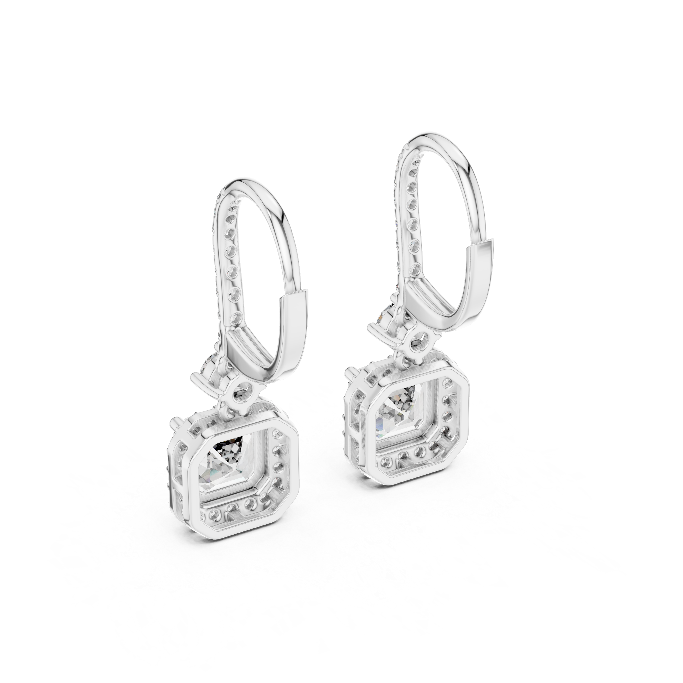 The Le Vésinet Earrings - Asscher Cut Halo Drop Earrings