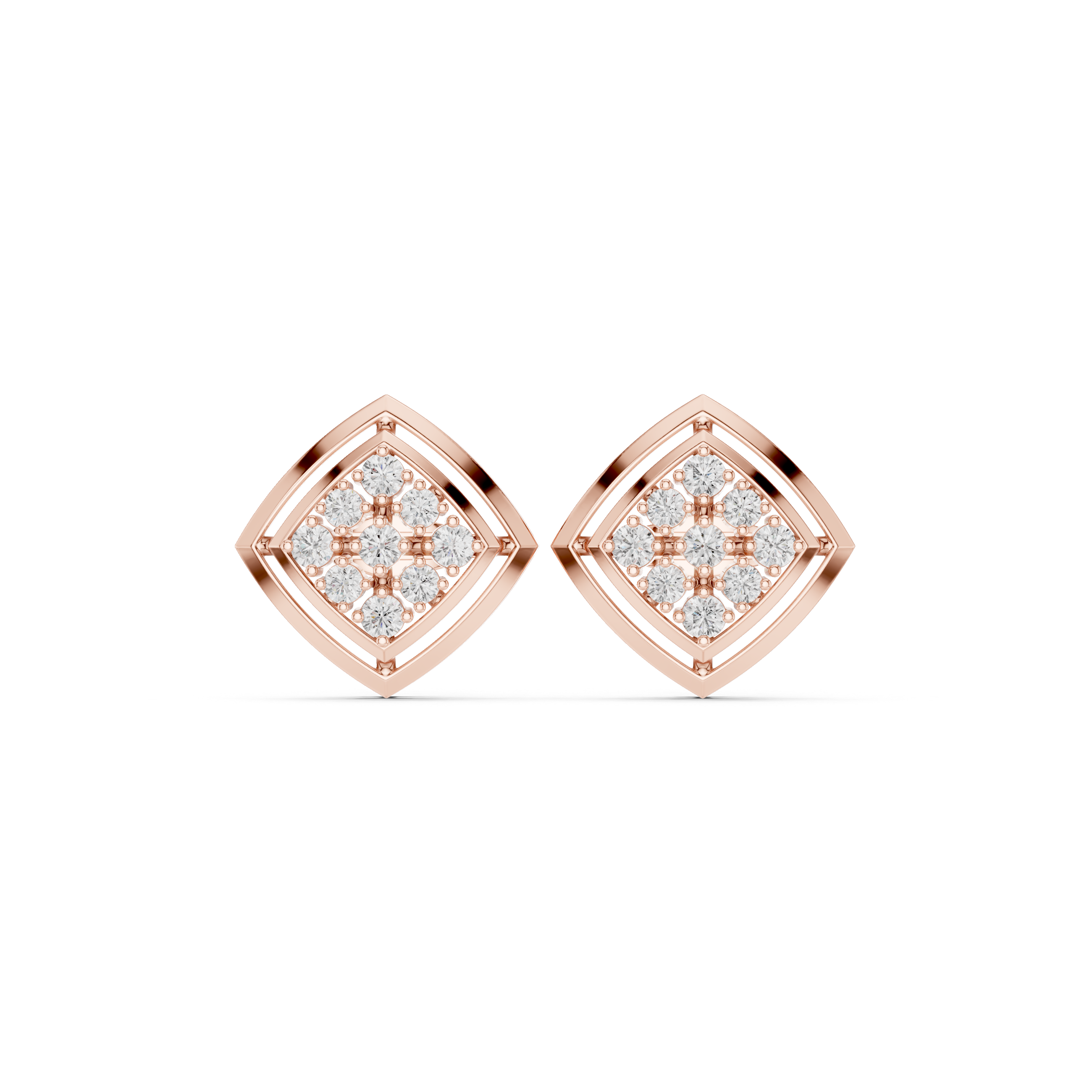 Muur Atelier Solid Gold Geometric Diamond Cluster Studs