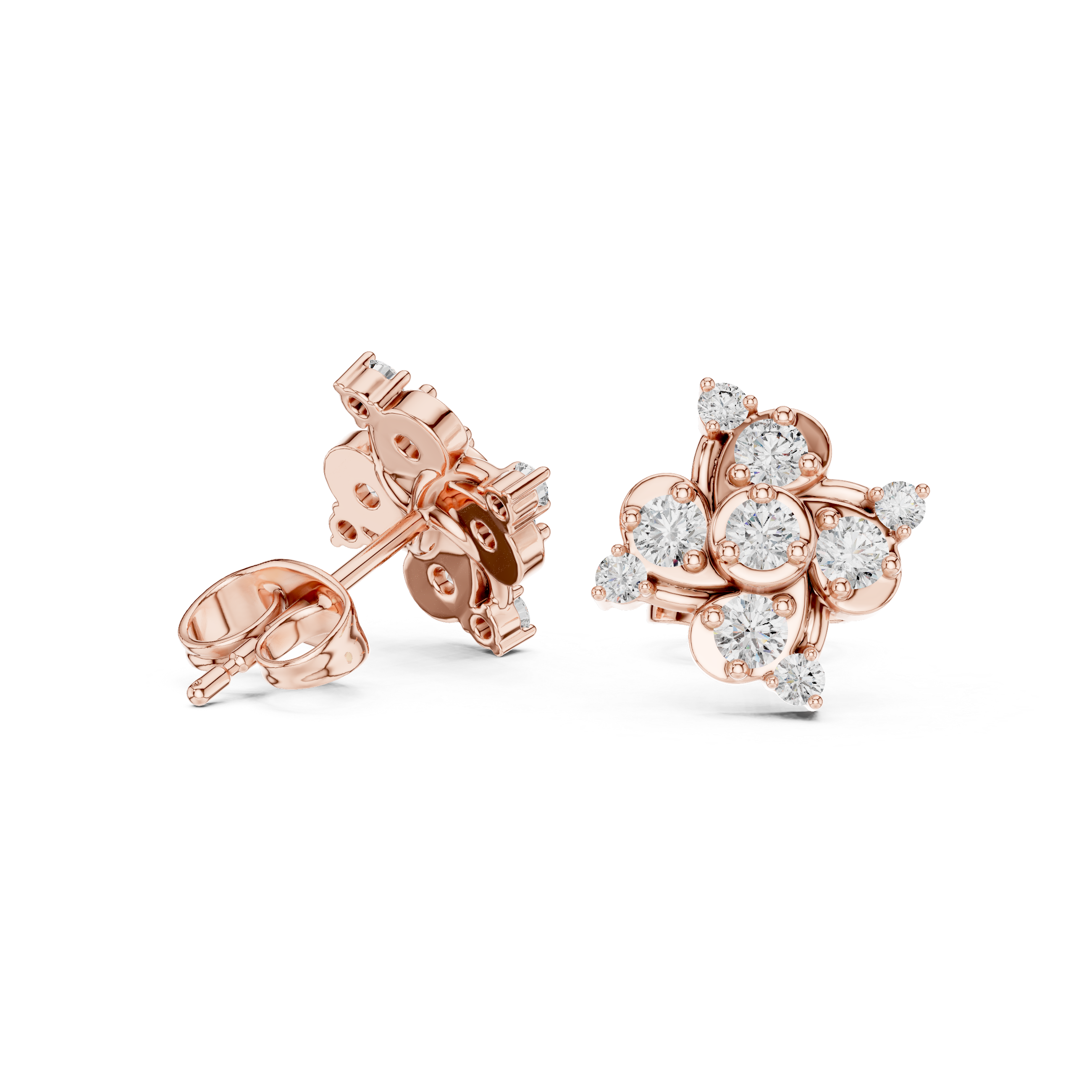 The Louveciennes Earrings - Floral Cluster Diamond Studs