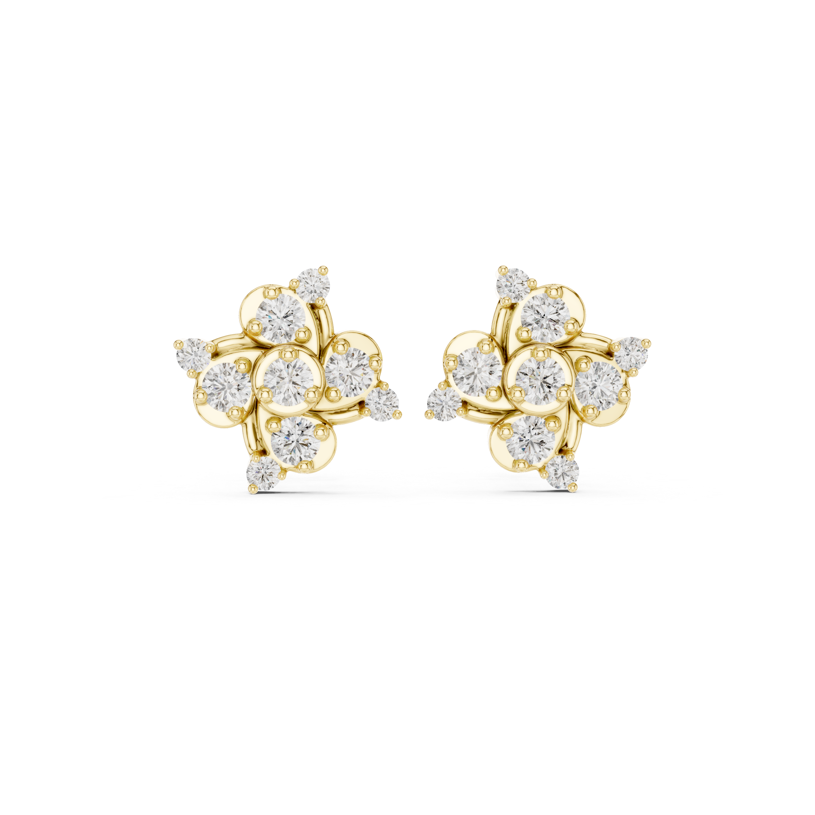 The Louveciennes Earrings - Floral Cluster Diamond Studs