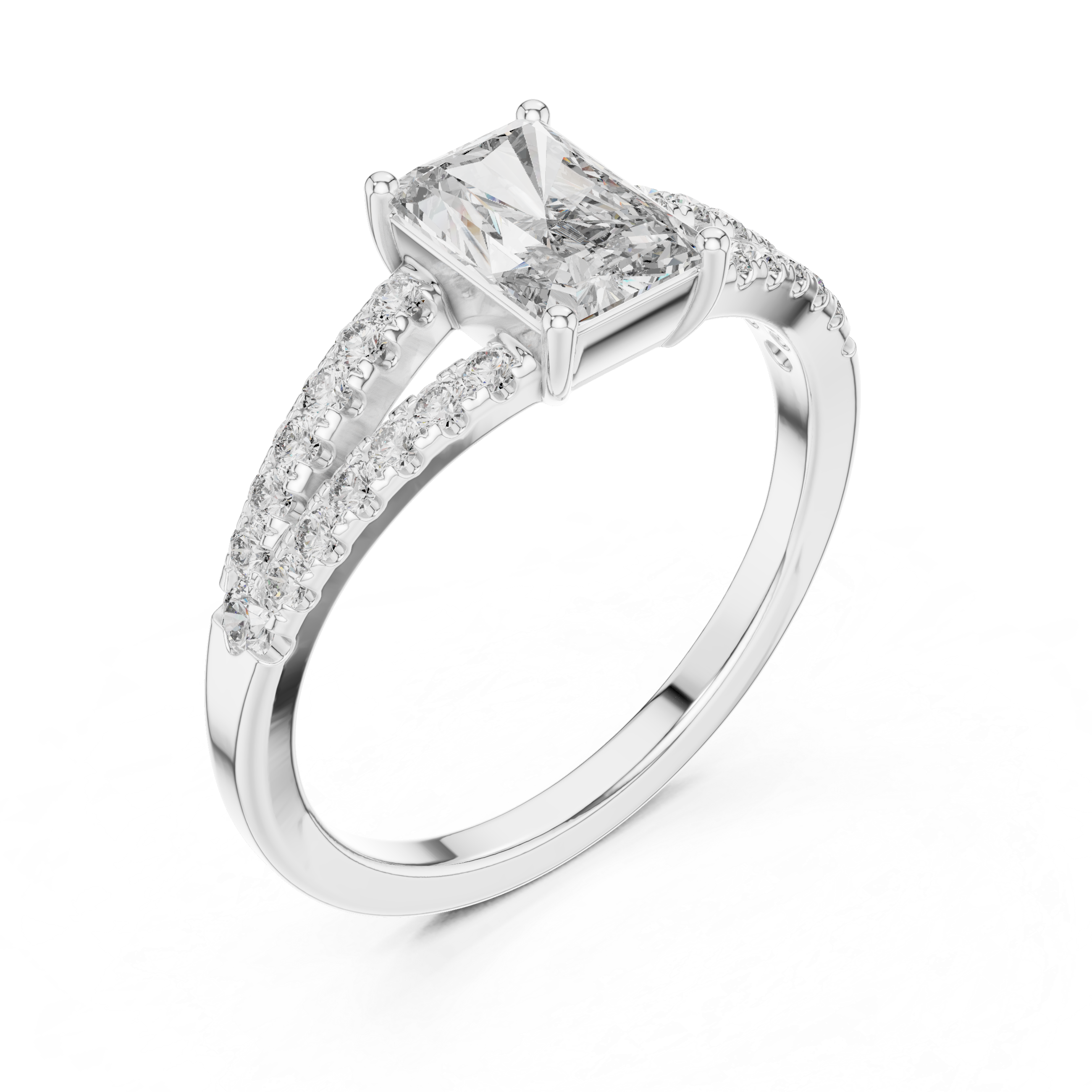 The Saint-Malo Ring - Radiant Cut Diamond Solitaire with Hidden Accents